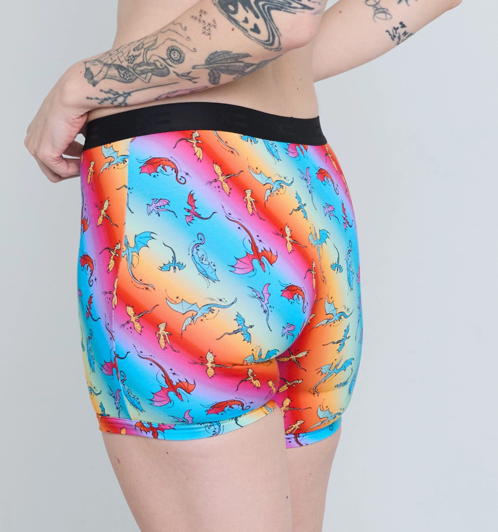 6" No Fly Boxer Briefs - Pride Rainbow Dragon