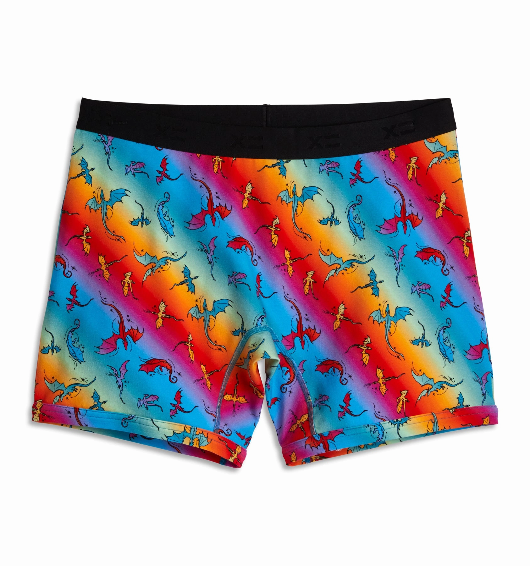 6" No Fly Boxer Briefs - Pride Rainbow Dragon