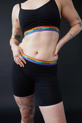 9" Boxer Briefs - Black Rainbow Logo