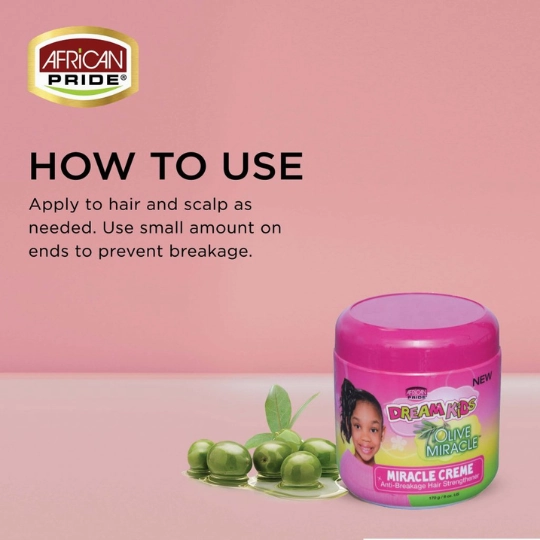 African Pride Dream Kids Olive Miracle - Miracle Creme Anti-Breakage Hair - 6 oz