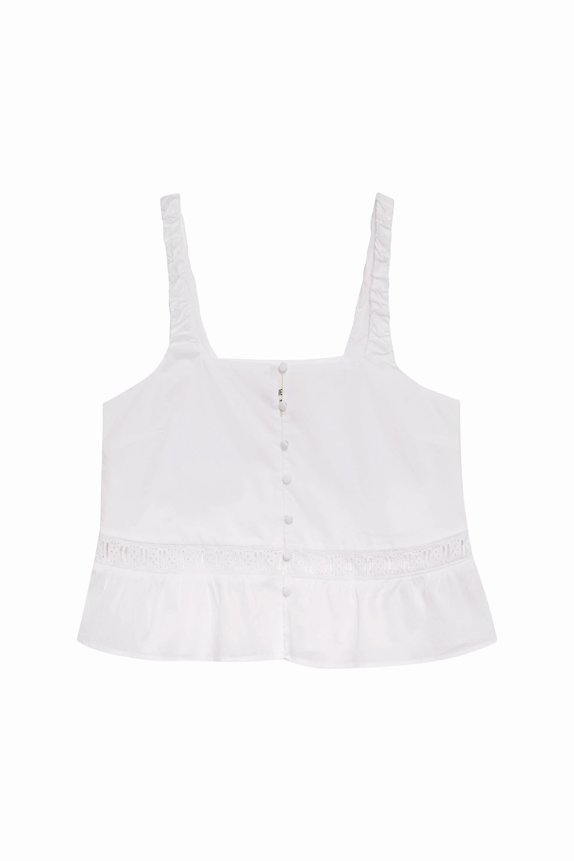 Airy Poplin Buttoned Top - White