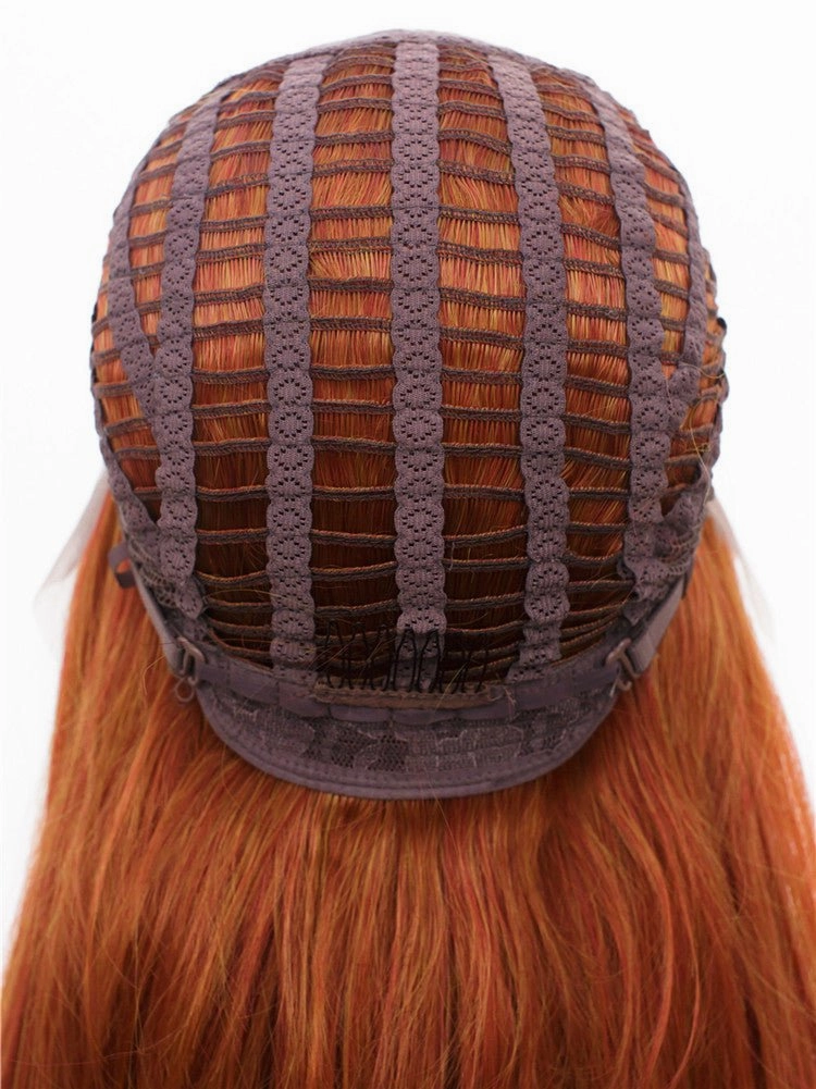 Auburn Orange Ginger Wave Long Synthetic Lace Fornt Wig