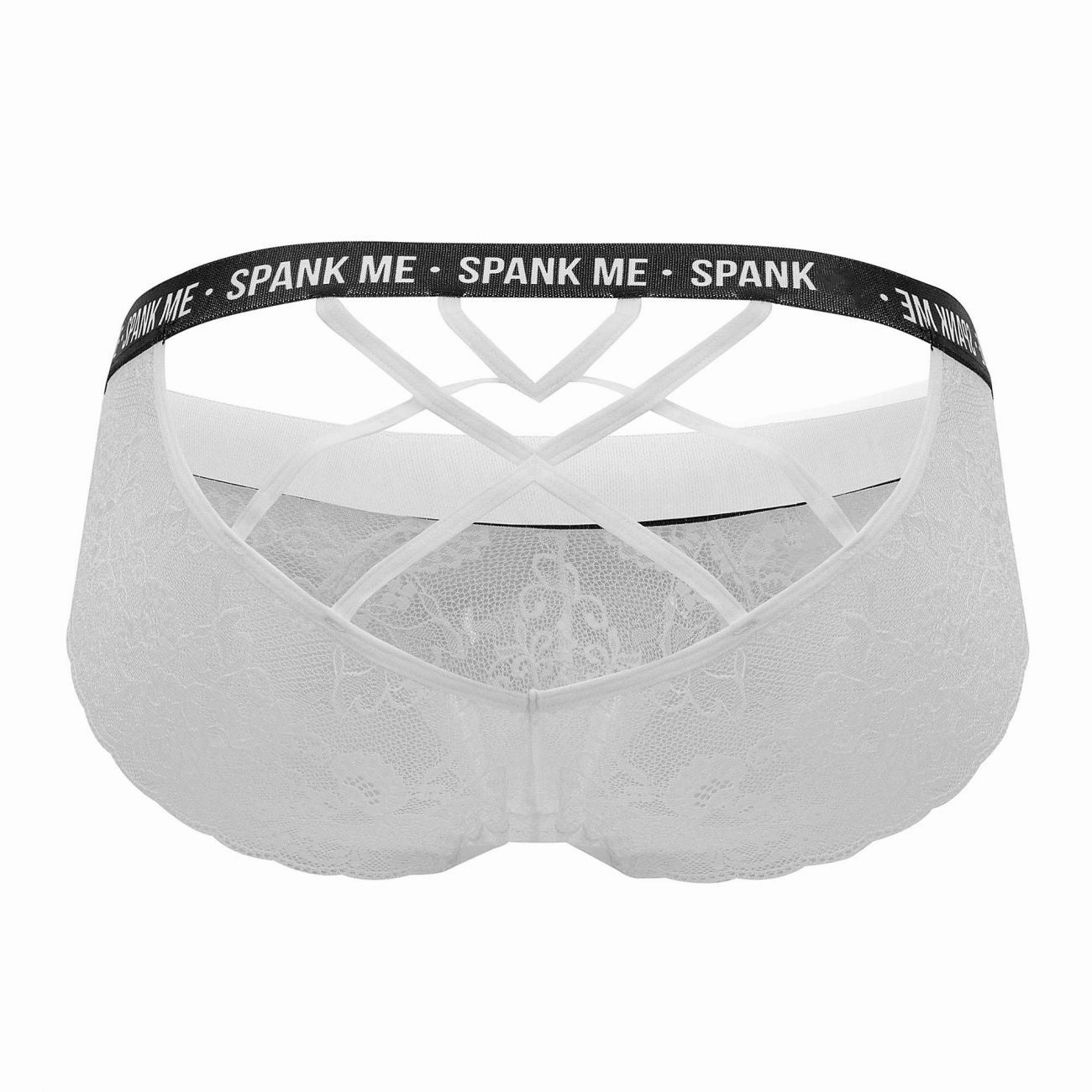 CandyMan 99615 Spank Me Lace Briefs Color White