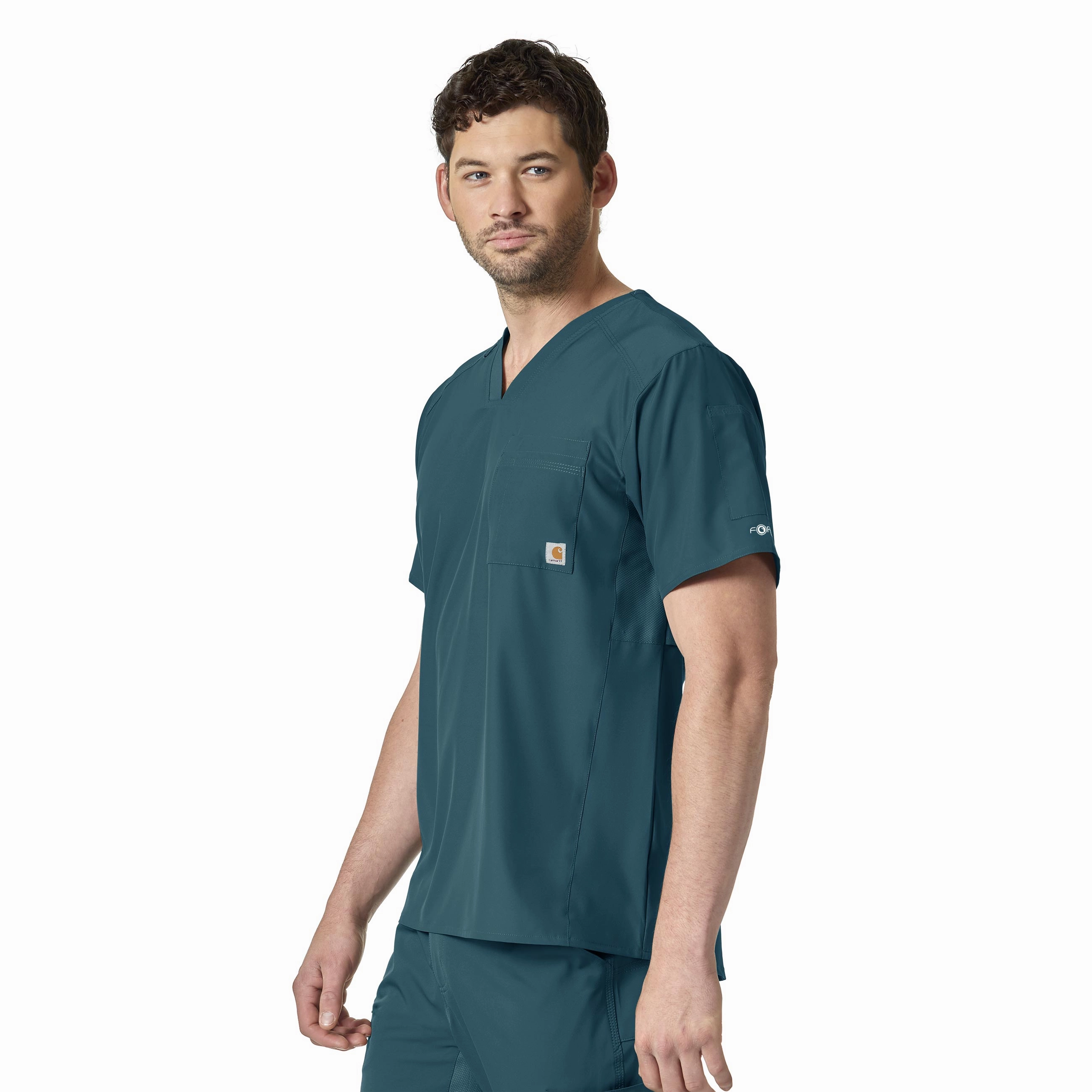 Carhartt Force Liberty Men's Twill Chest Pocket Scrub Top - Caribbean Blue