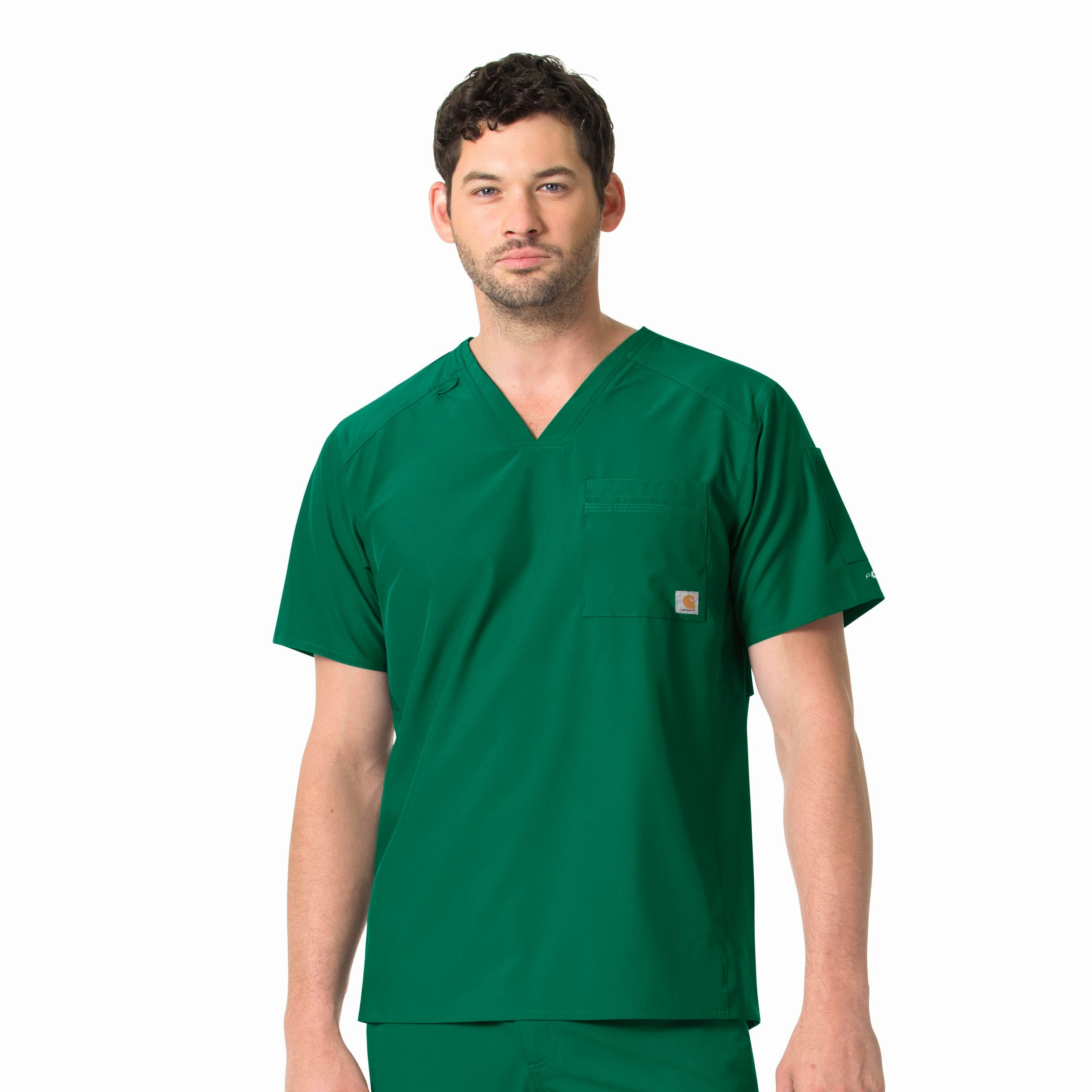 Carhartt Force Liberty Men's Twill Chest Pocket Scrub Top - Hunter Green