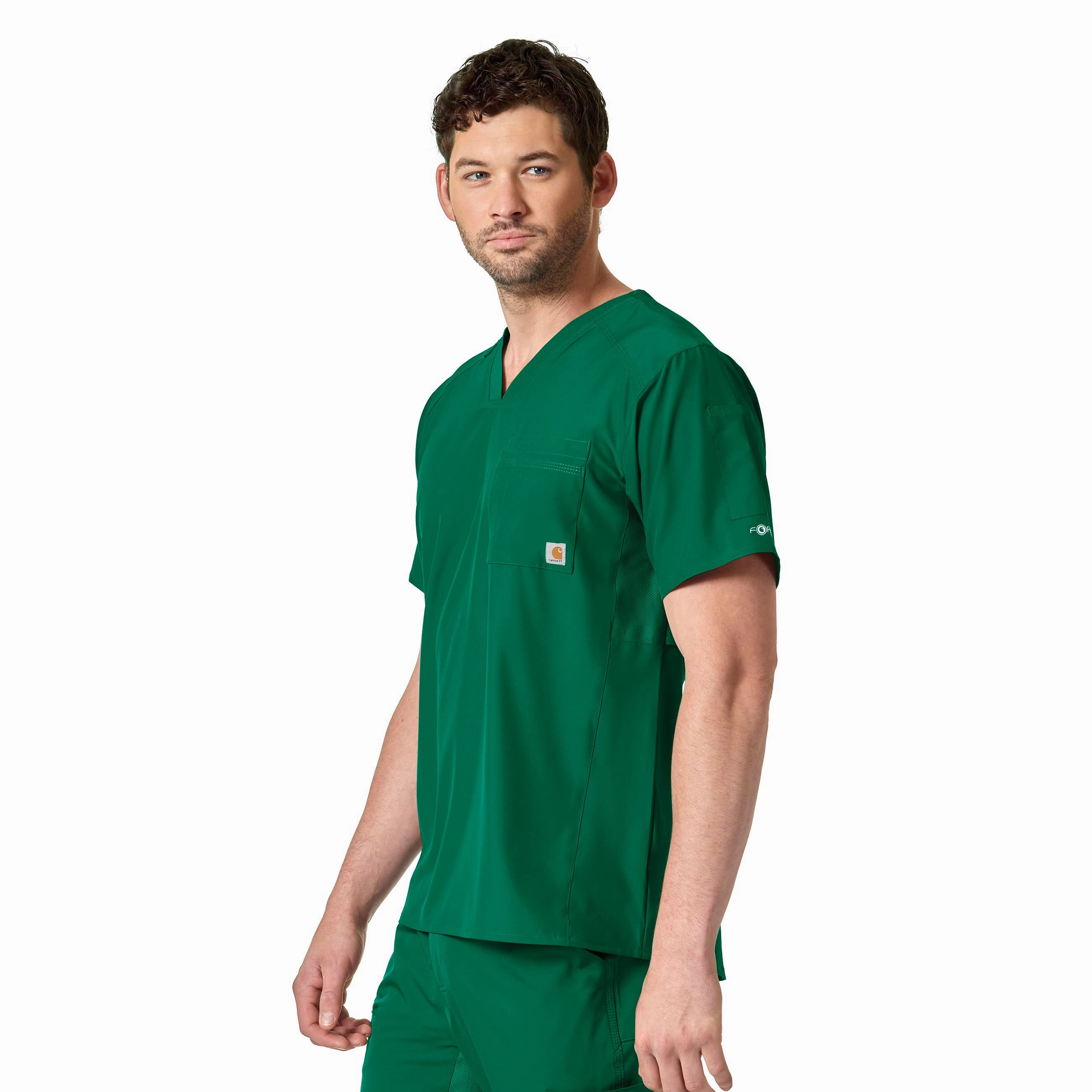 Carhartt Force Liberty Men's Twill Chest Pocket Scrub Top - Hunter Green