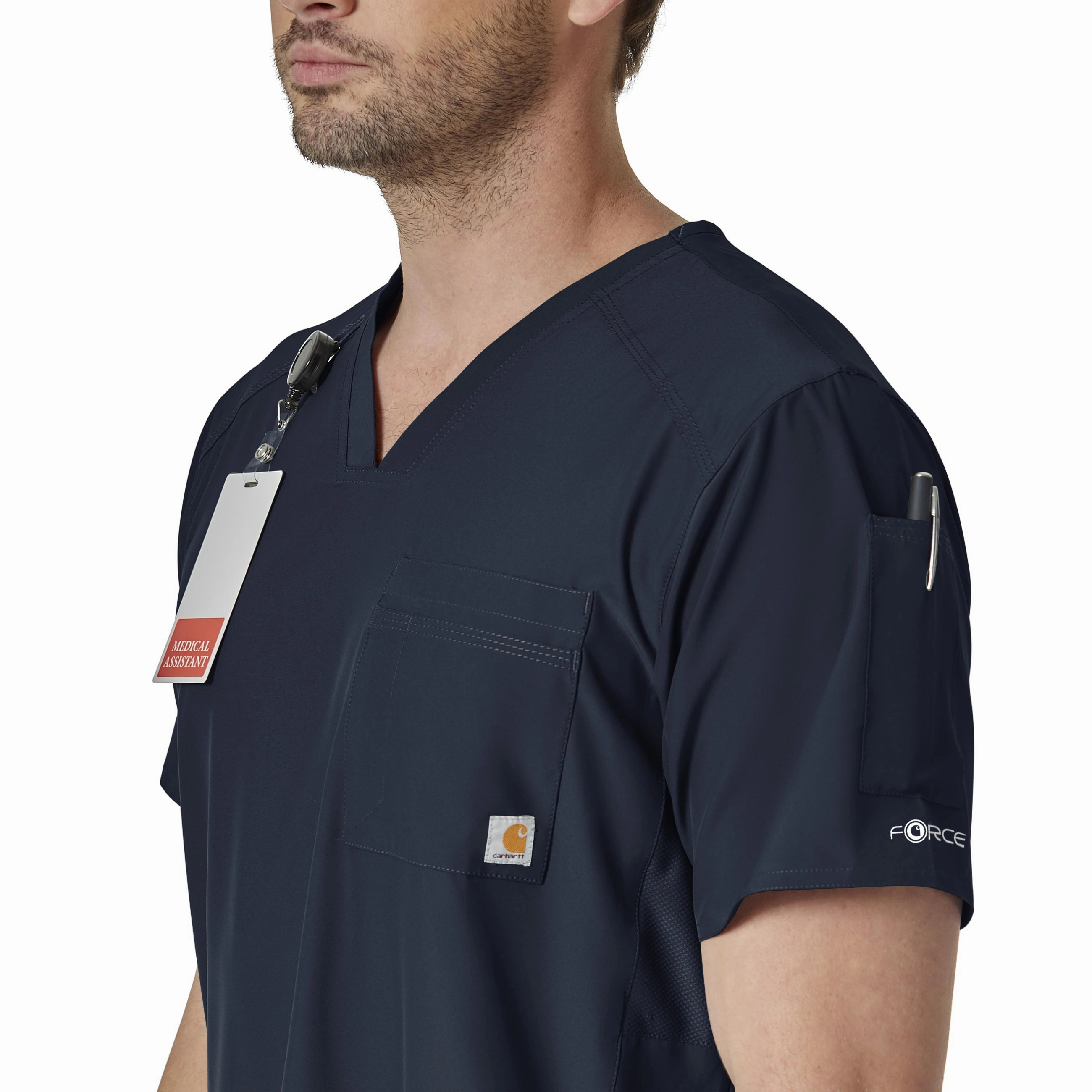 Carhartt Force Liberty Men's Twill Chest Pocket Scrub Top - Navy