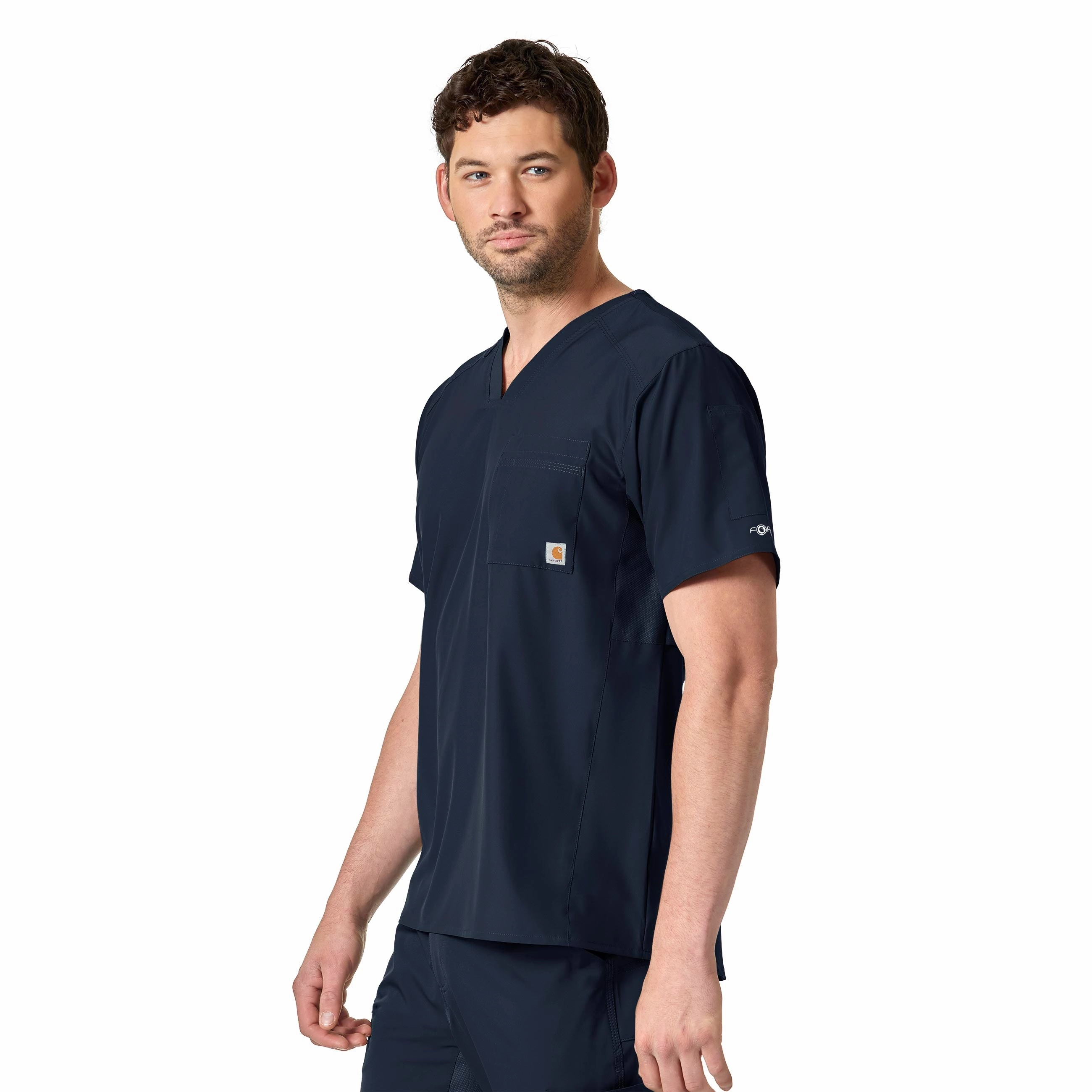 Carhartt Force Liberty Men's Twill Chest Pocket Scrub Top - Navy
