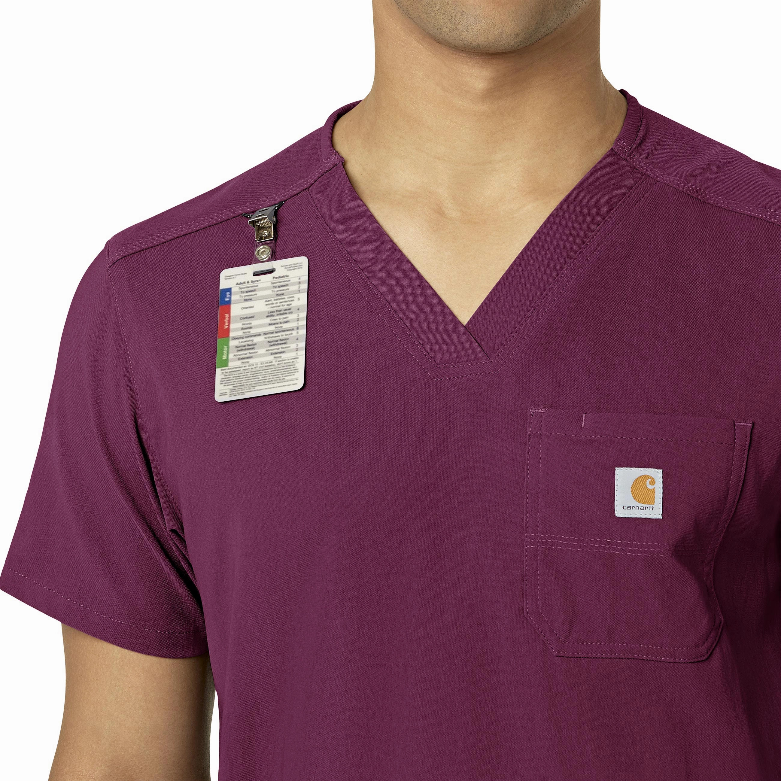 Carhartt Rugged Flex Peak Men's 5-Pocket V-Neck Scrub Top - Wine