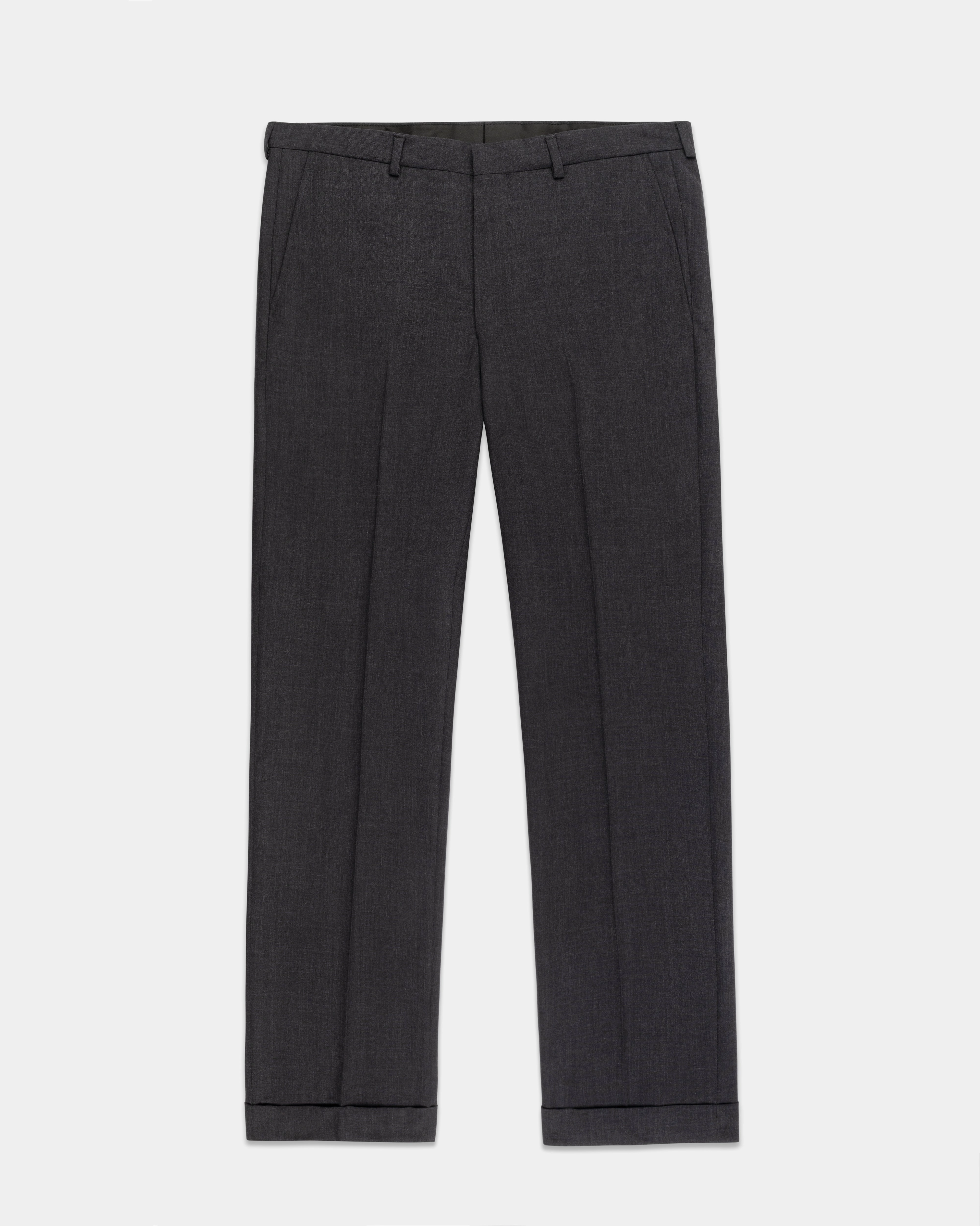 CHARCOAL GREY SOLID WOOL TROUSERS
