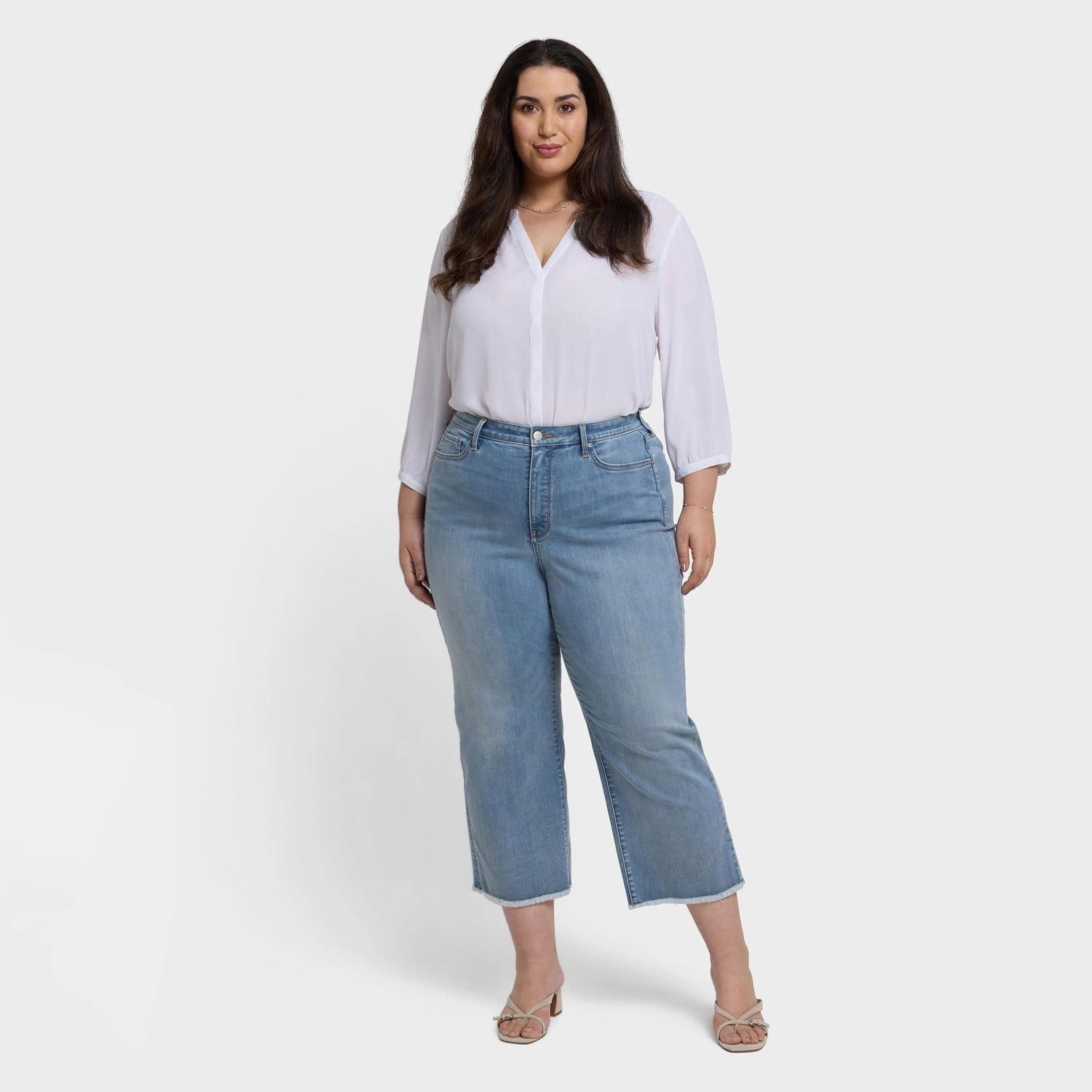 Coco Relaxed Wide Leg Crop Jeans In Plus Size - Santiago Sea