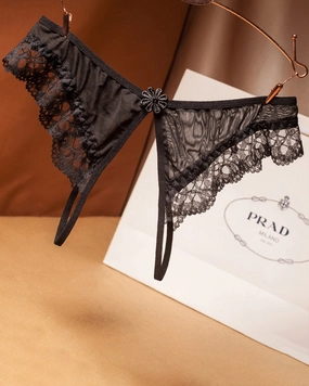Crotchless Lace Low Waist Thong