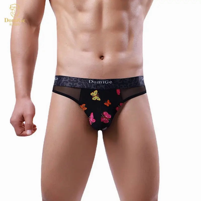 Domige Men's Thong String Underwear - Mesh G-String Briefs with Pouch Support