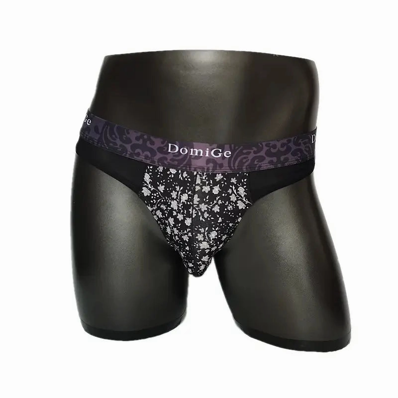 Domige Men's Thong String Underwear - Mesh G-String Briefs with Pouch Support