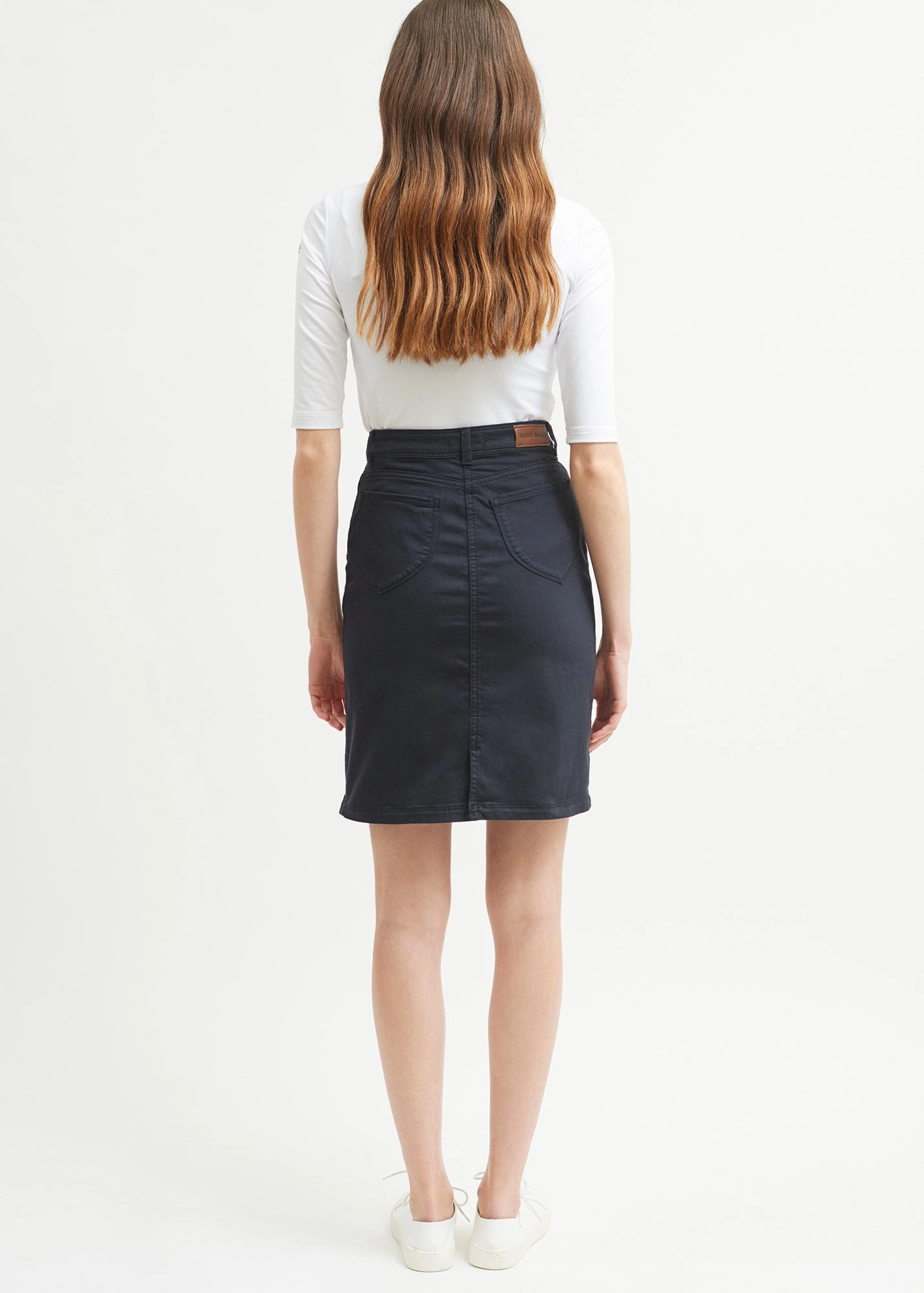 ELFY - Stretch Straight Skirt in Colorful Denim (NAVY)