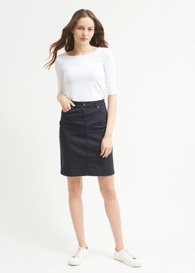 ELFY - Stretch Straight Skirt in Colorful Denim (NAVY)