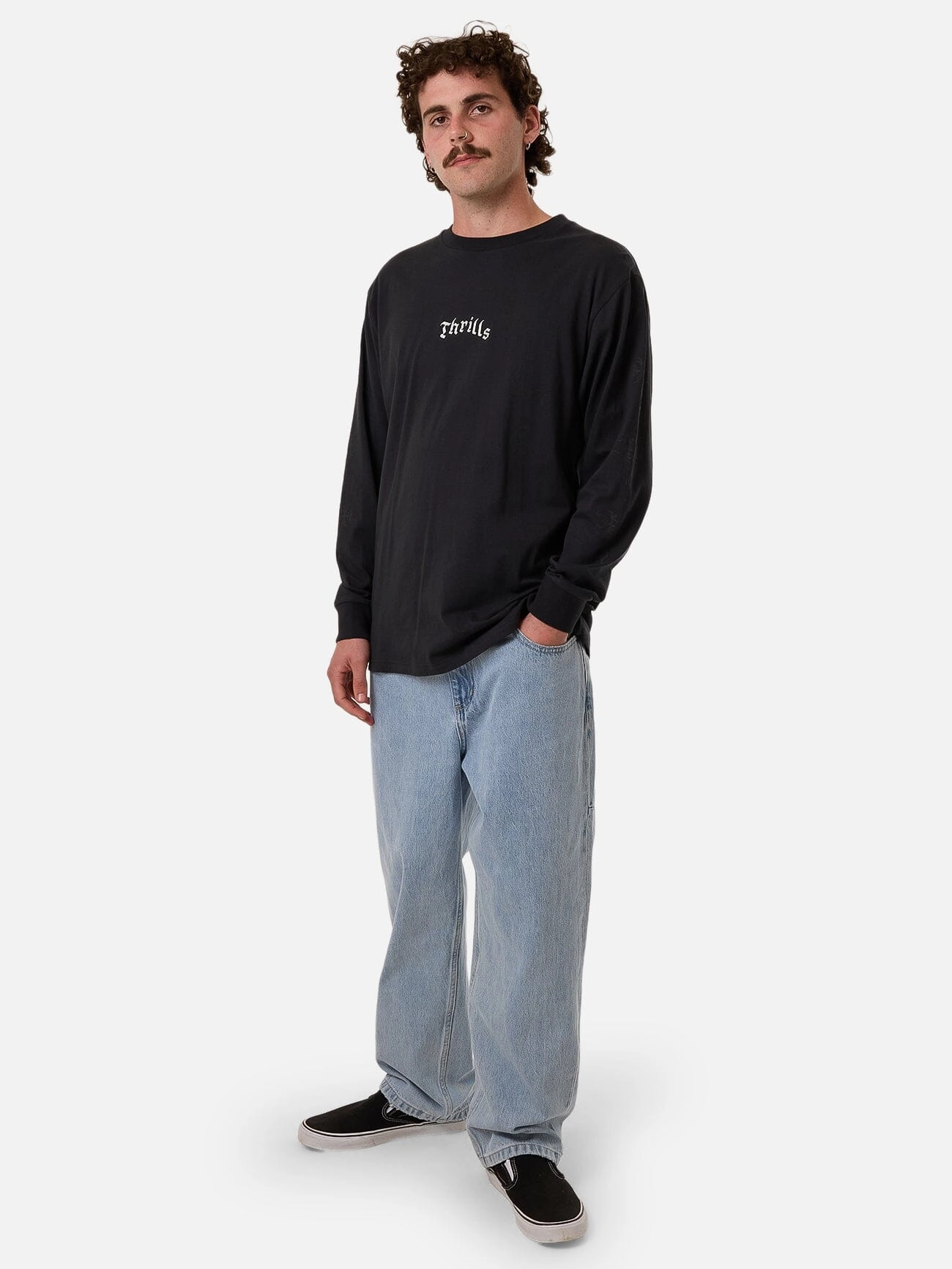 Filter Oversize Fit Long Sleeve Tee - Faded Black