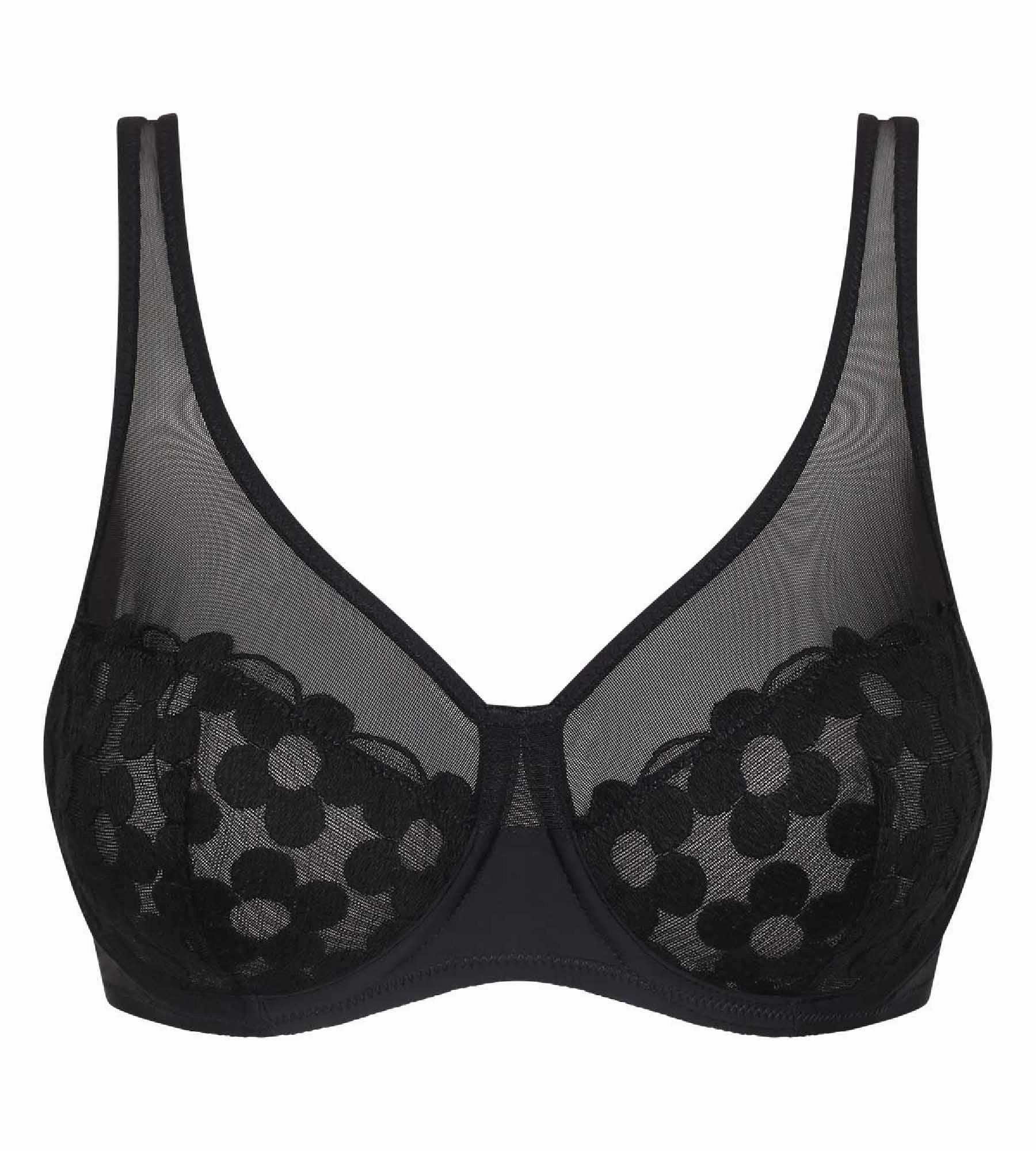 Generous Broderie black underwired bra