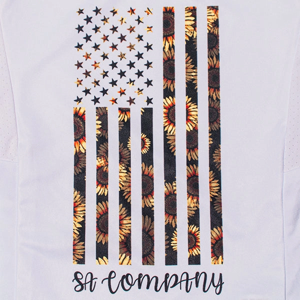 Girls Performance Long Sleeve Shirt | White | Sunflower