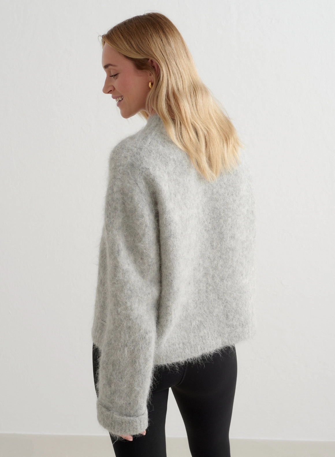 Grey Melange Alpaca Knit Sweater