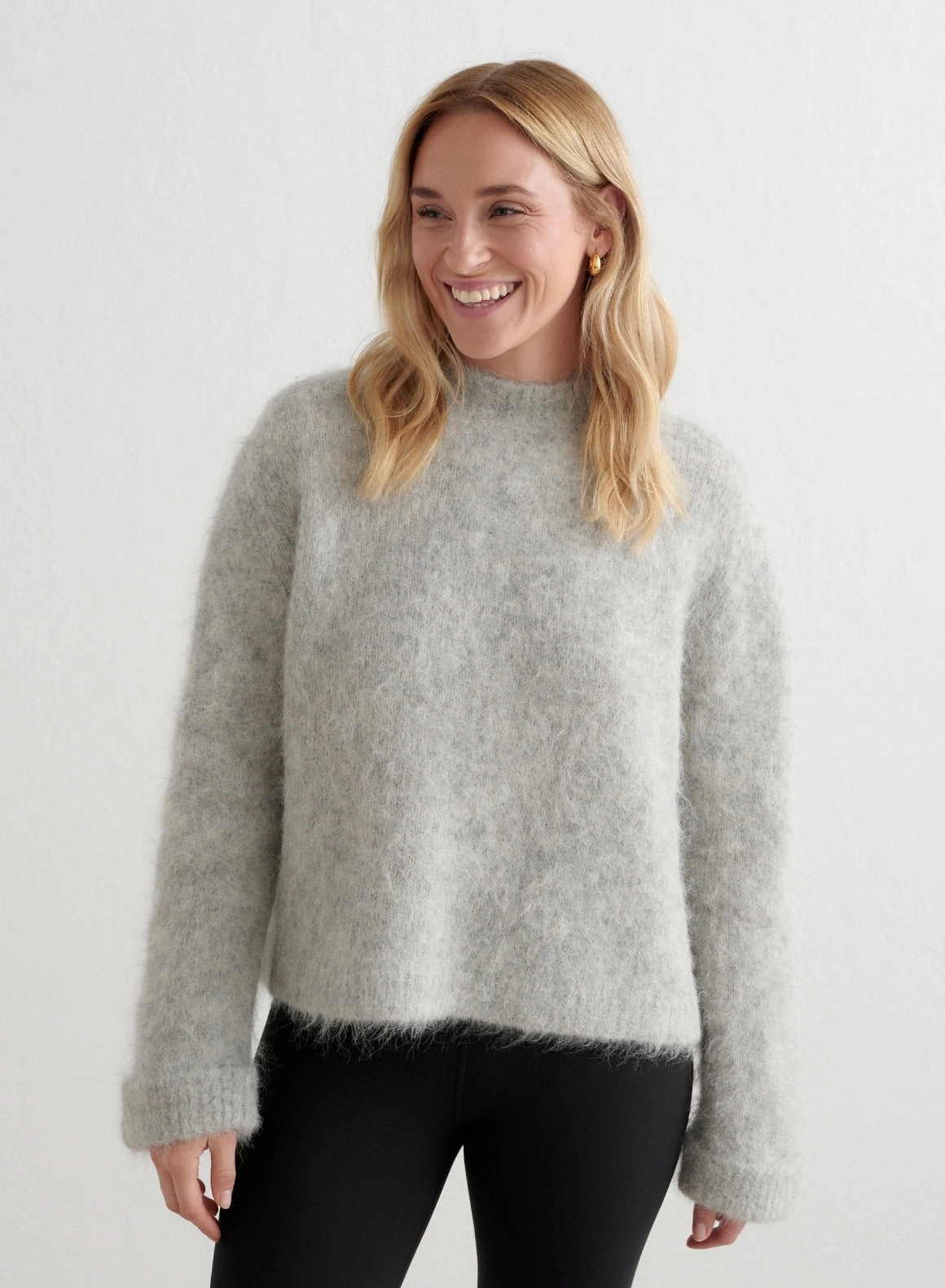 Grey Melange Alpaca Knit Sweater