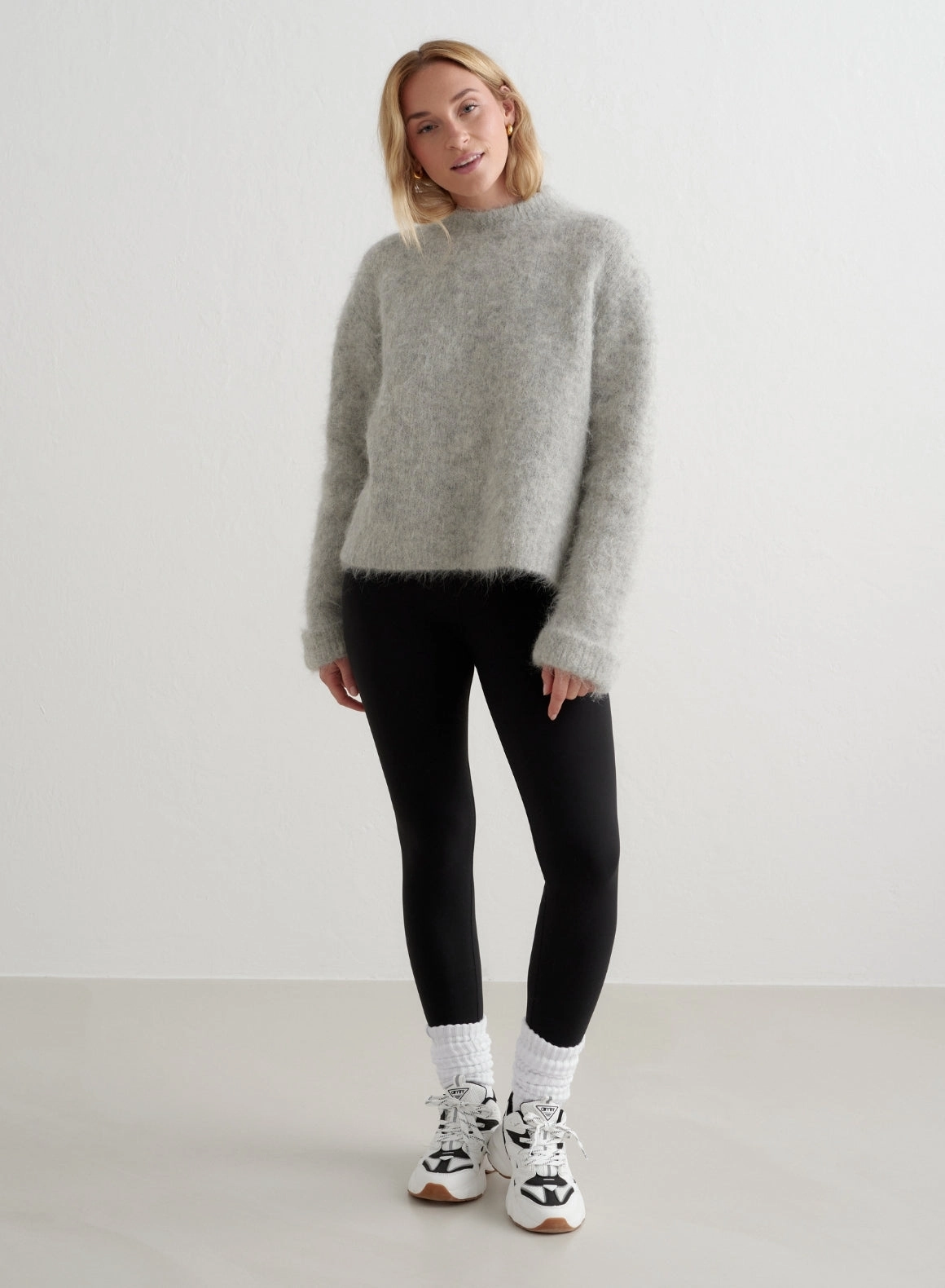 Grey Melange Alpaca Knit Sweater