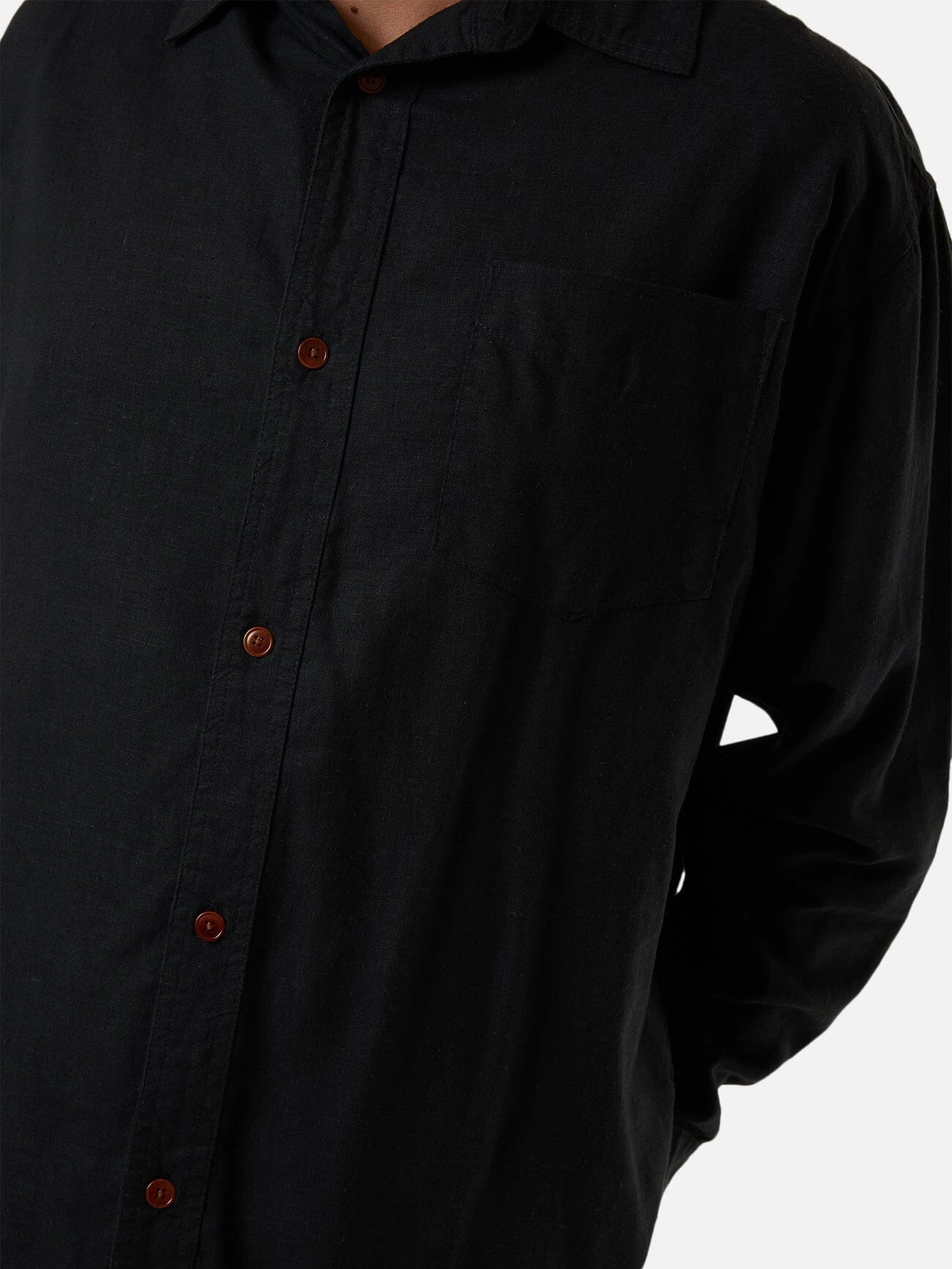 Hemp Minimal Thrills Oversize Long Sleeve Shirt - Black