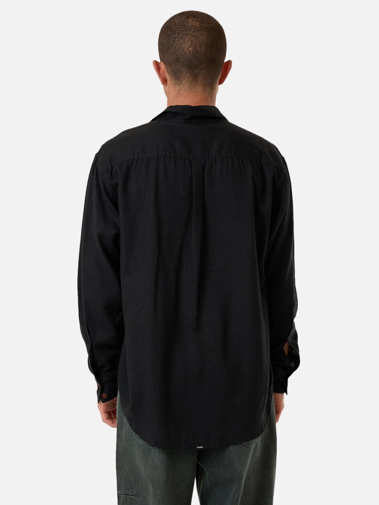 Hemp Minimal Thrills Oversize Long Sleeve Shirt - Black