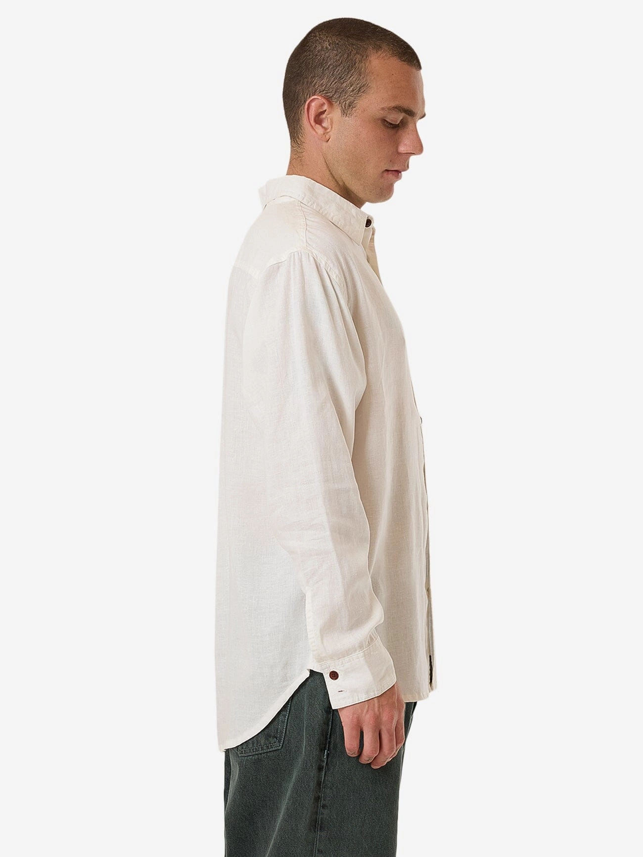 Hemp Minimal Thrills Oversize Long Sleeve Shirt - Dirty White