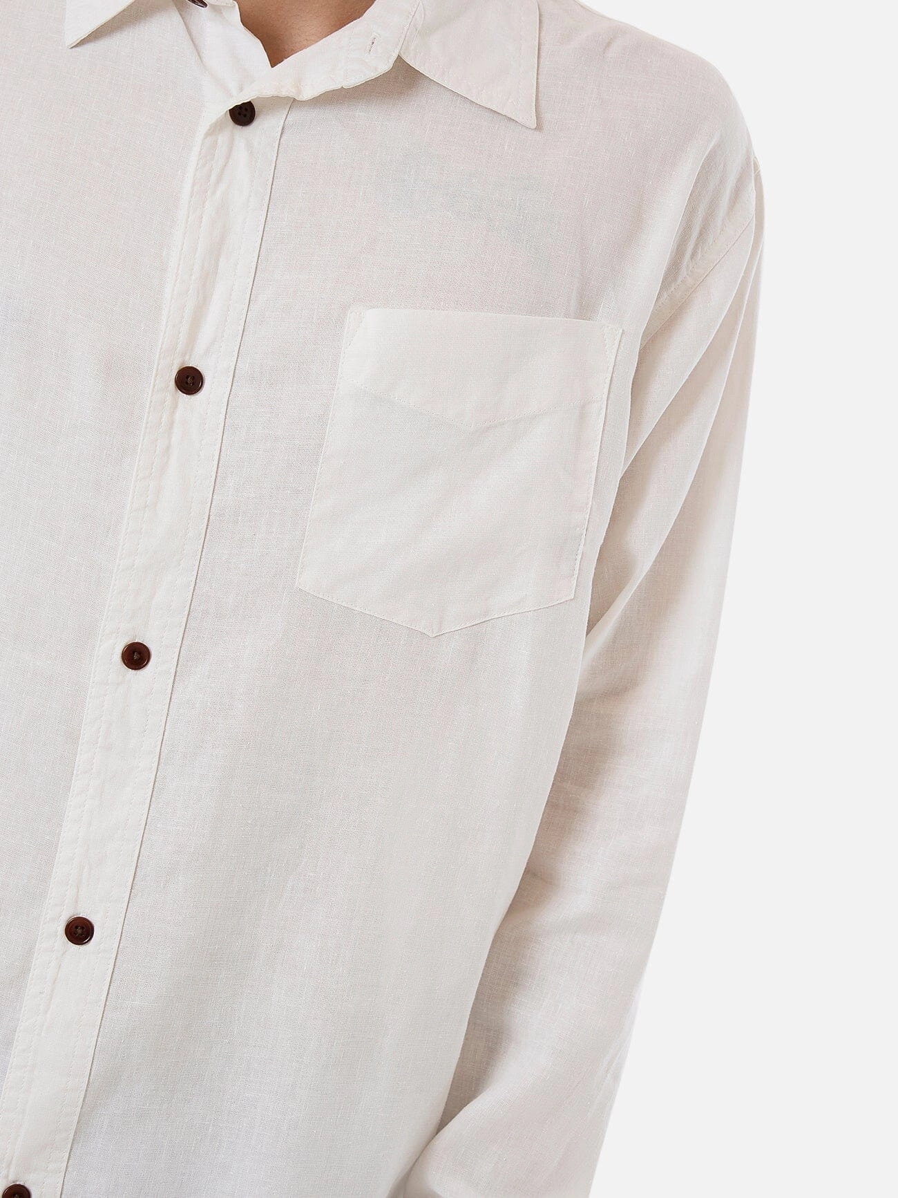 Hemp Minimal Thrills Oversize Long Sleeve Shirt - Dirty White