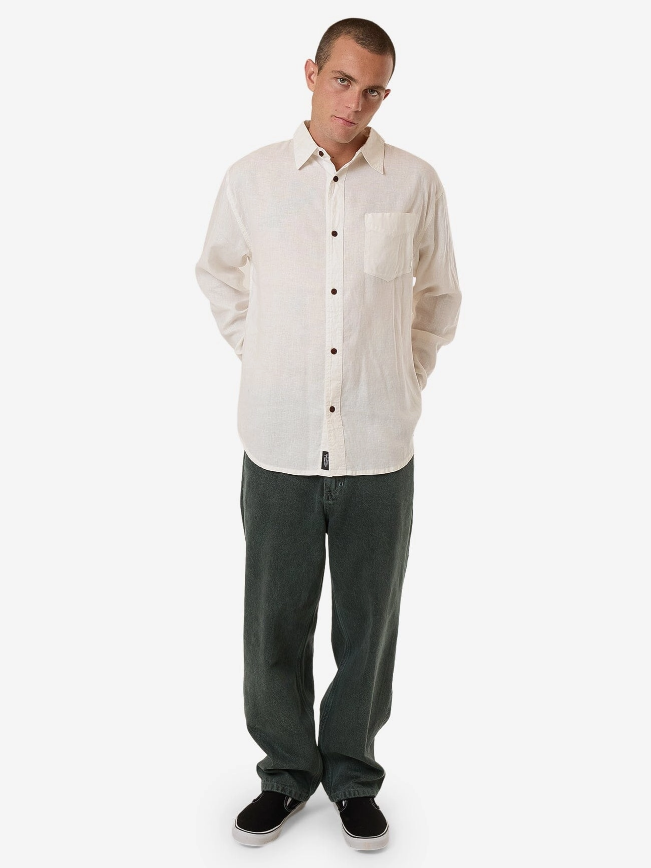 Hemp Minimal Thrills Oversize Long Sleeve Shirt - Dirty White