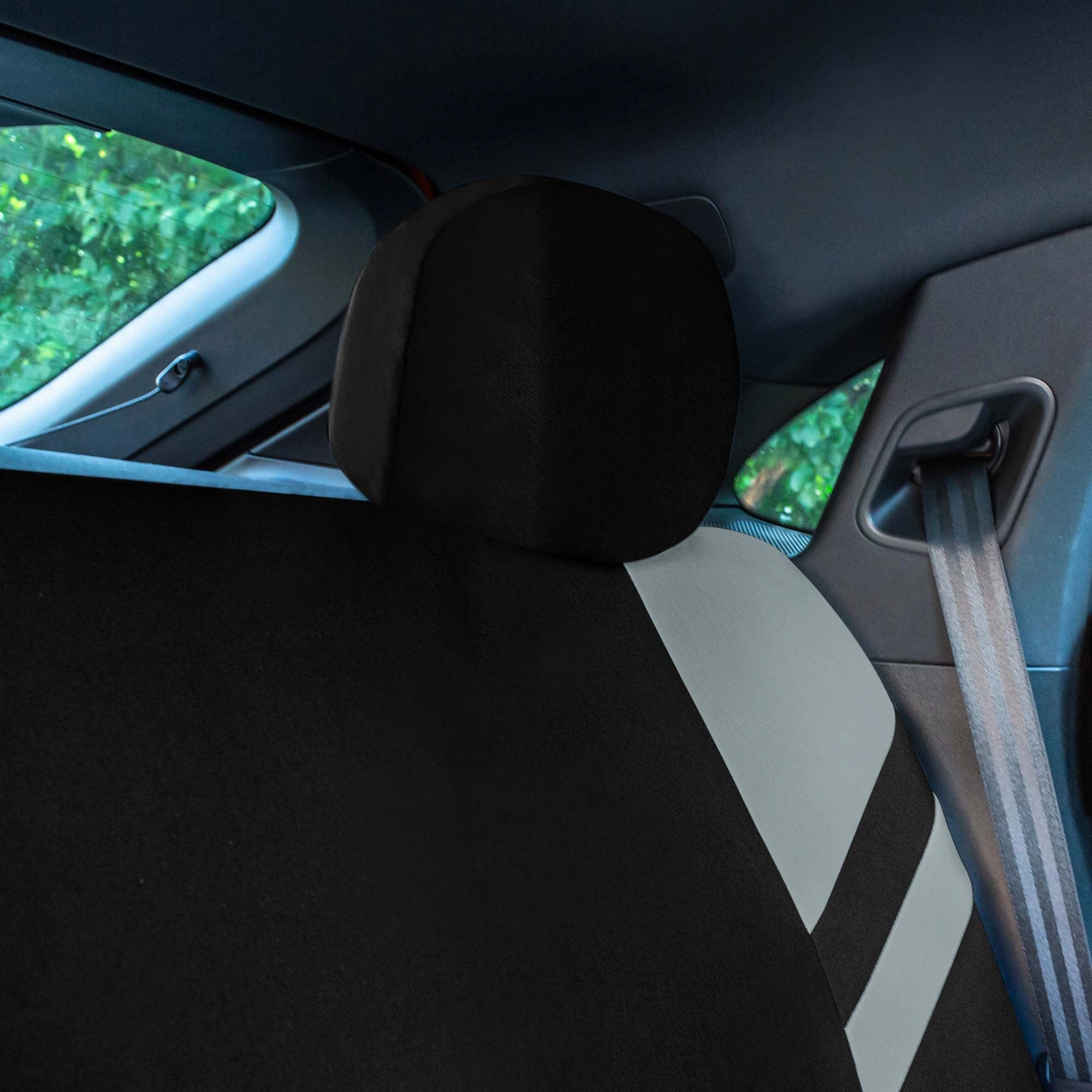 High Back Sporty Flat Cloth Seat Covers - Full Set - Gray