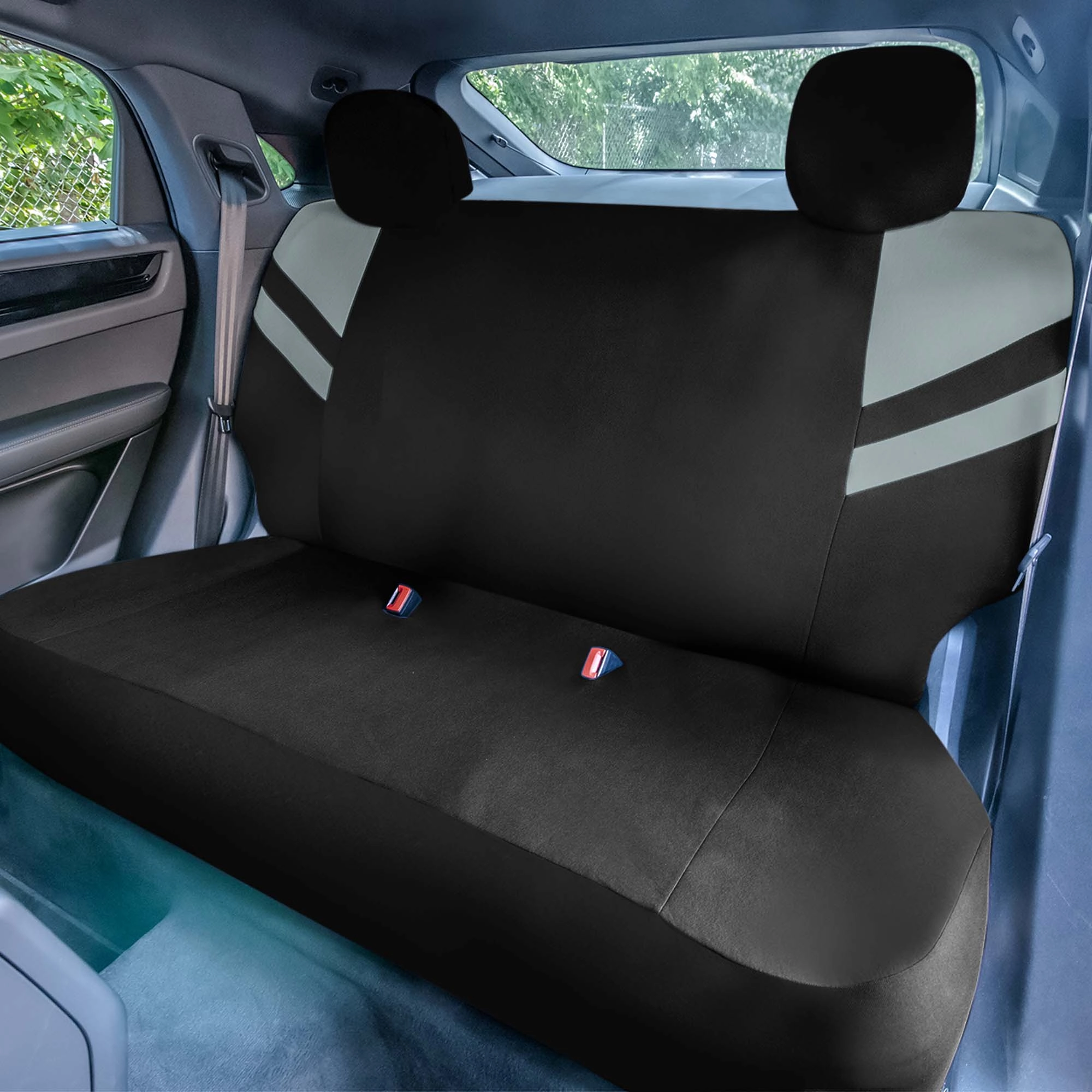 High Back Sporty Flat Cloth Seat Covers - Full Set - Gray