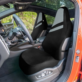 High Back Sporty Flat Cloth Seat Covers - Full Set - Gray