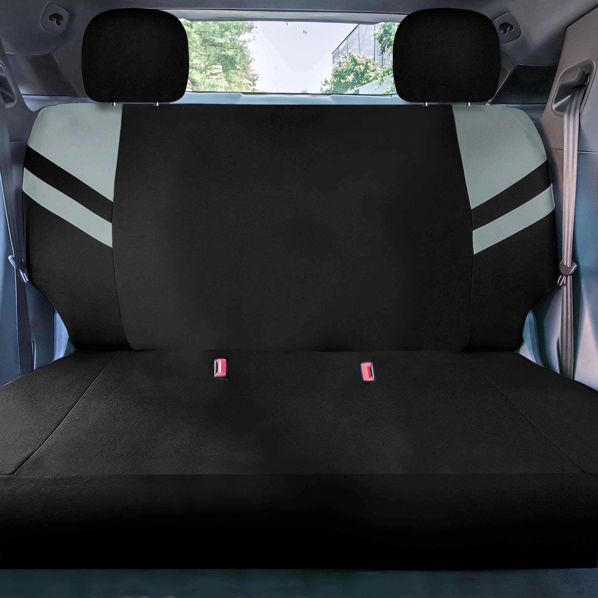High Back Sporty Flat Cloth Seat Covers - Full Set - Gray