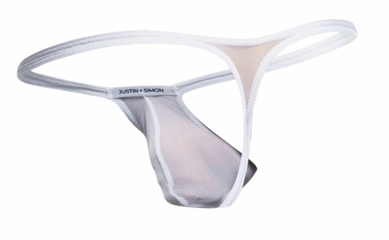 JUSTIN SIMON XSJBU02 Bulge Thongs Color White Mesh
