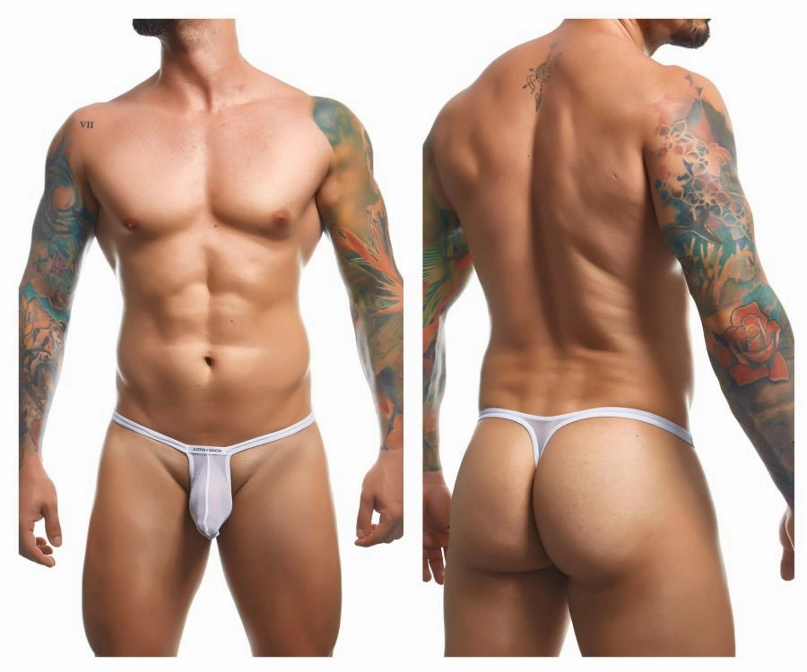 JUSTIN SIMON XSJBU02 Bulge Thongs Color White Mesh