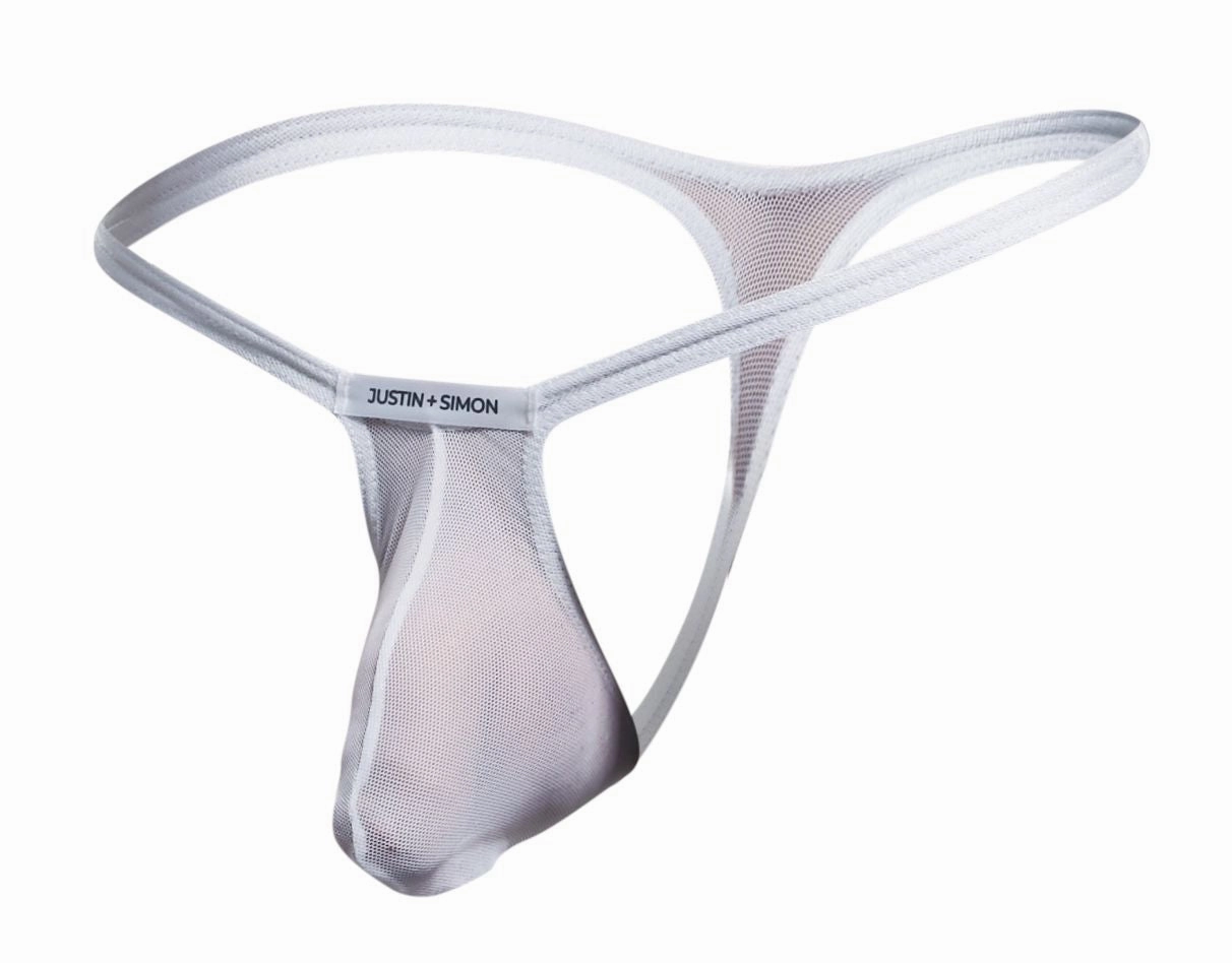 JUSTIN SIMON XSJBU02 Bulge Thongs Color White Mesh