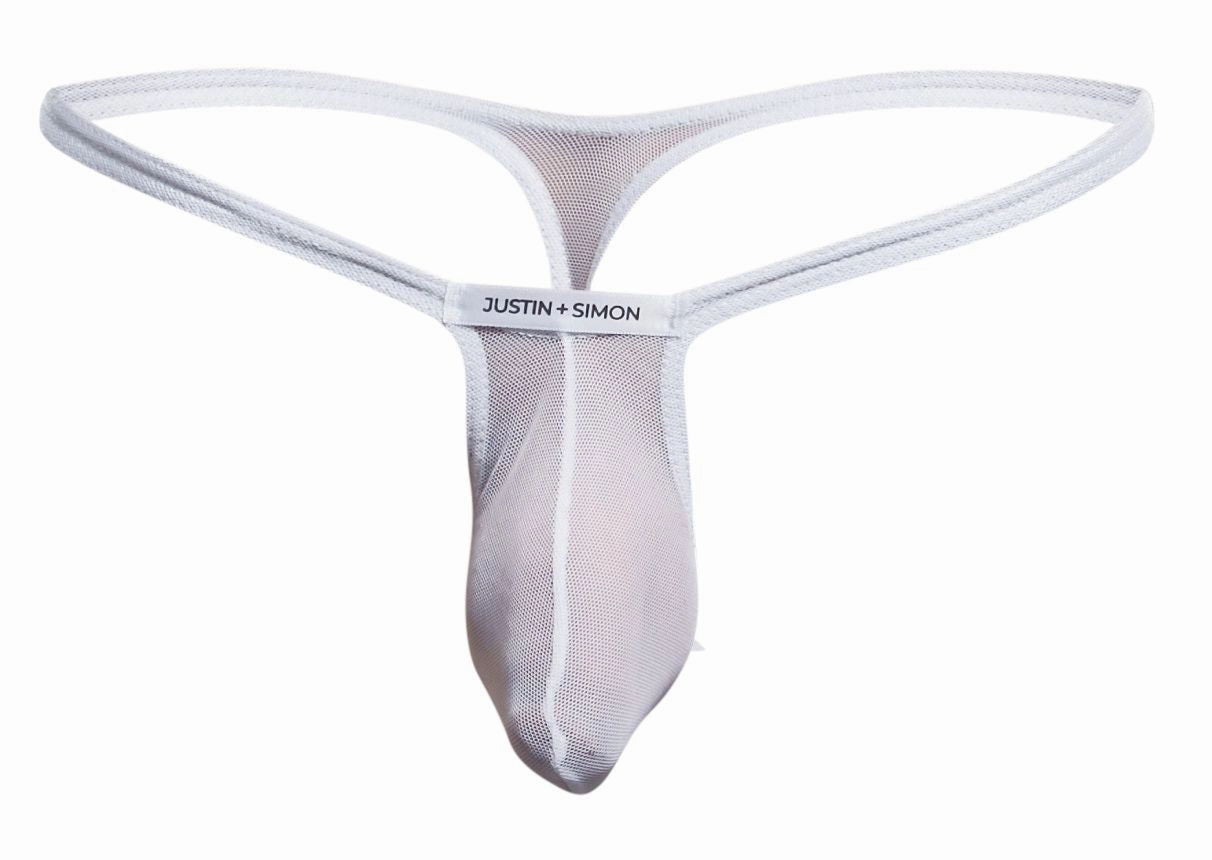 JUSTIN SIMON XSJBU02 Bulge Thongs Color White Mesh