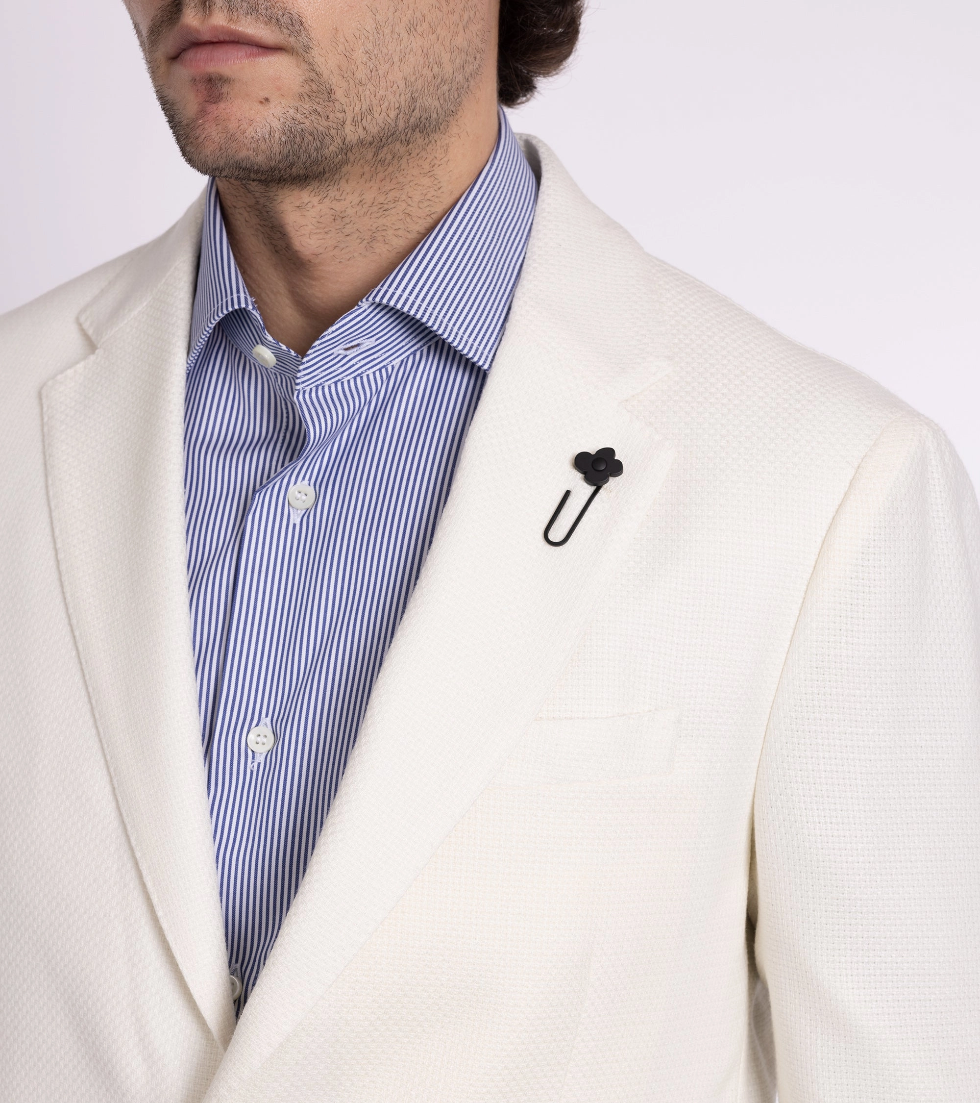 Lardini Wool Linen Silk Basketweave Jacket: Cream