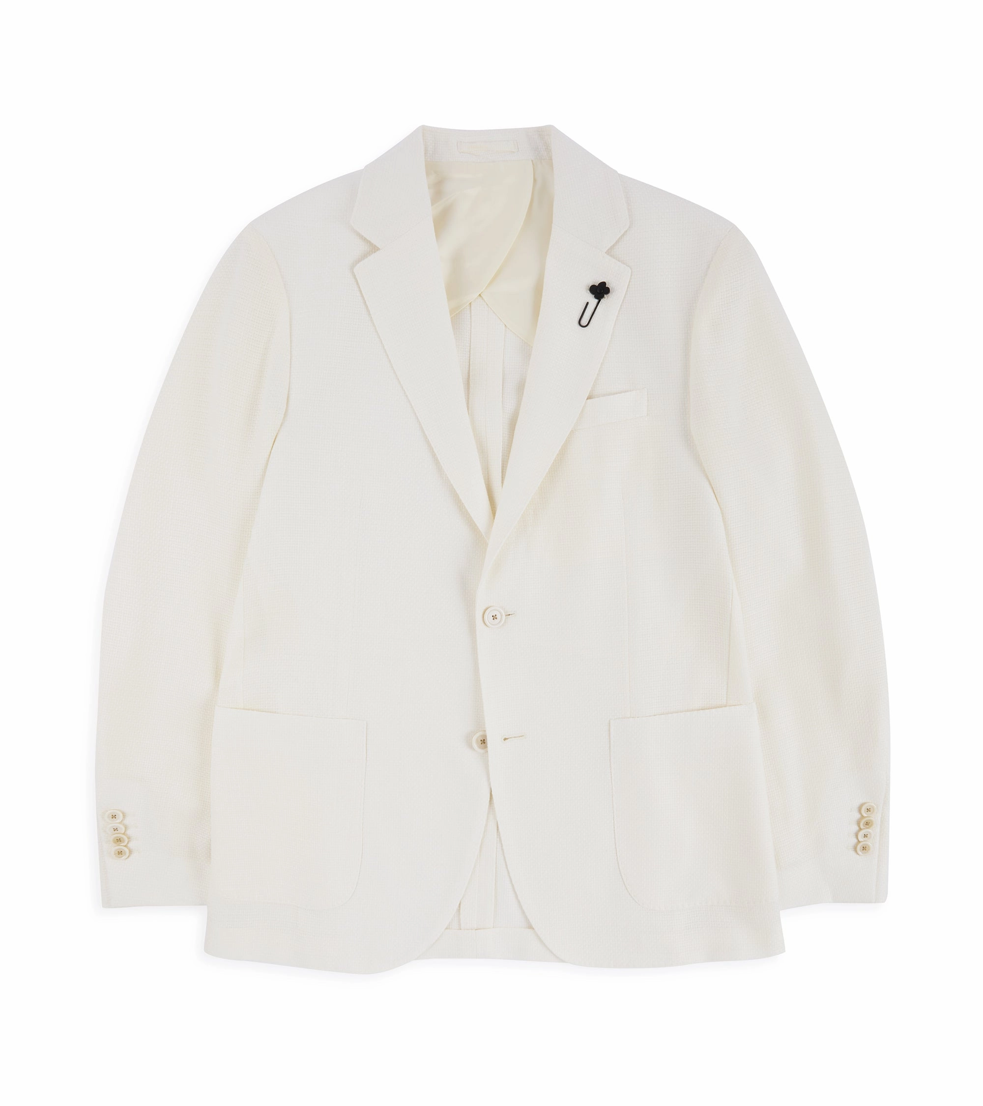 Lardini Wool Linen Silk Basketweave Jacket: Cream