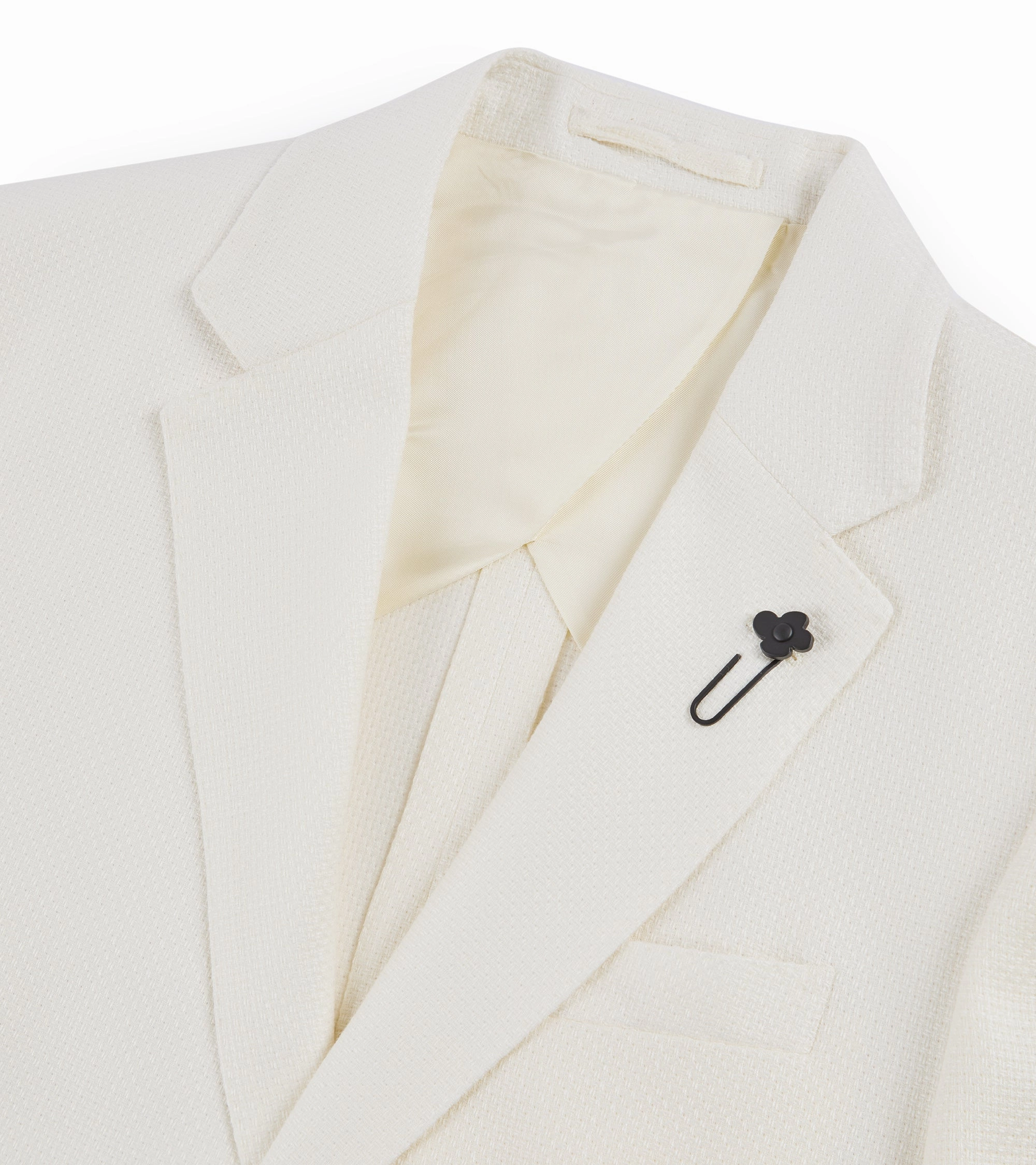 Lardini Wool Linen Silk Basketweave Jacket: Cream