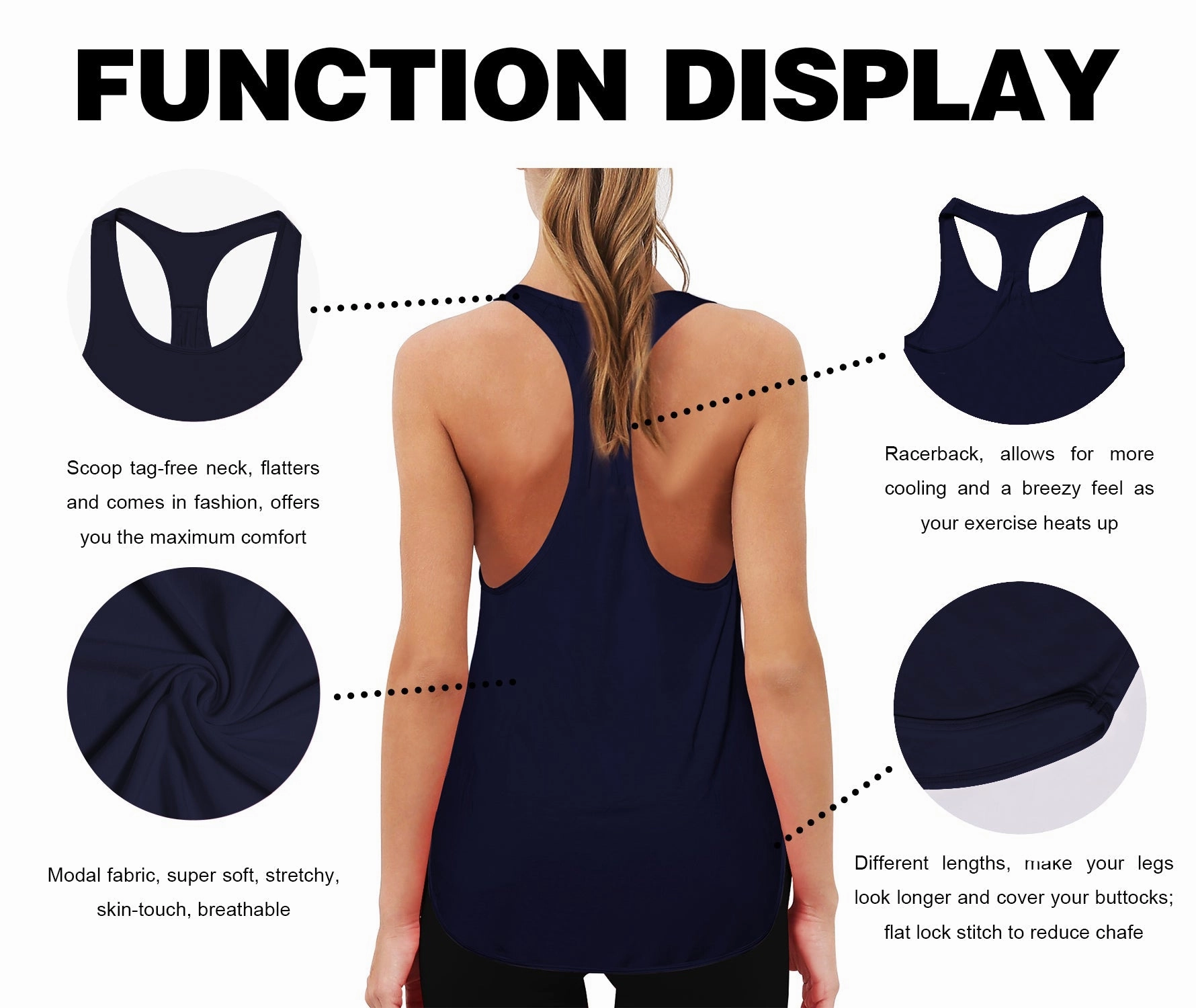 Loose Fit Racerback Tank Top darknavy_Jogging