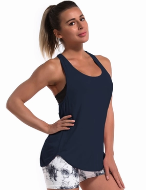 Loose Fit Racerback Tank Top darknavy_Jogging