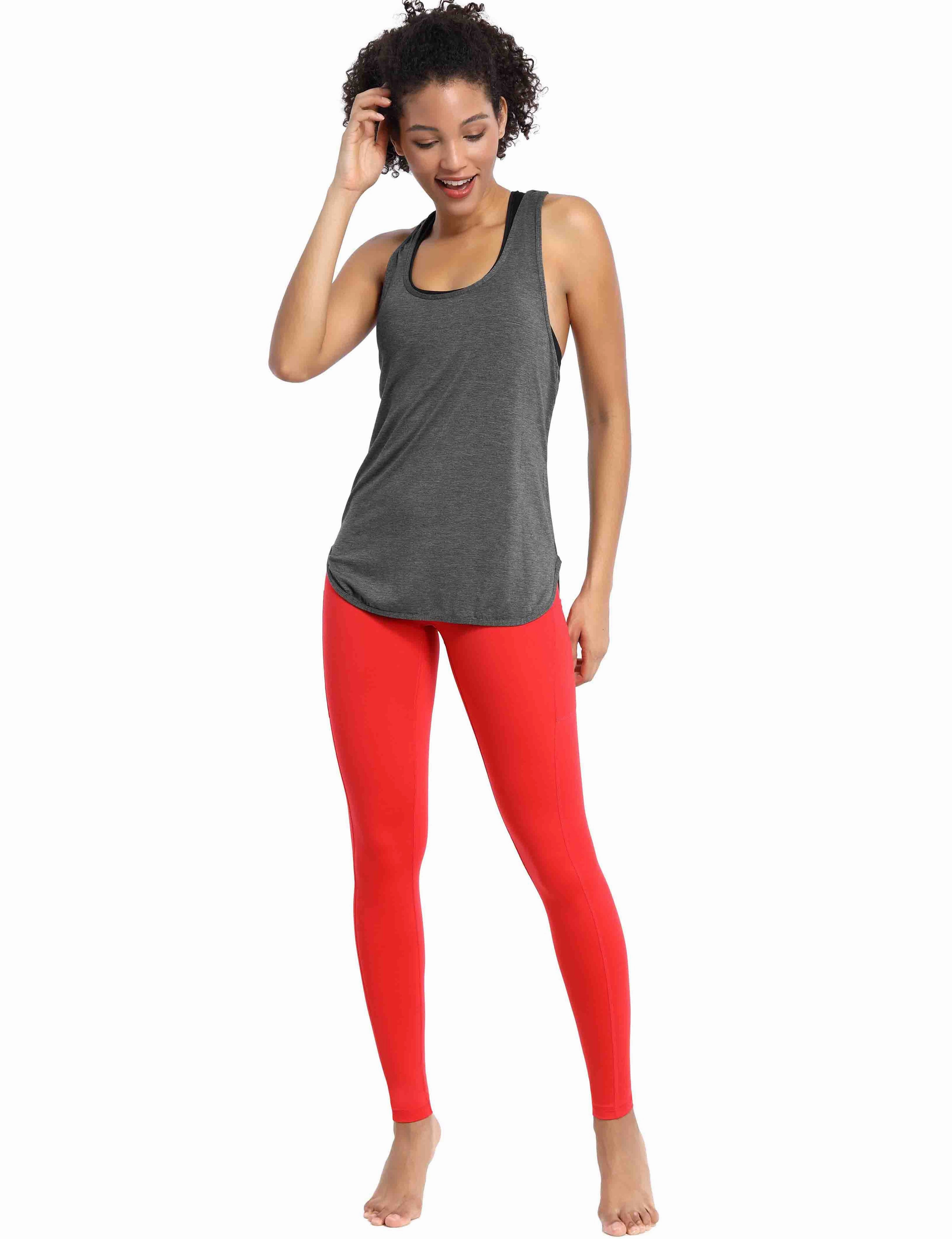 Loose Fit Racerback Tank Top heathercharcoal_Gym