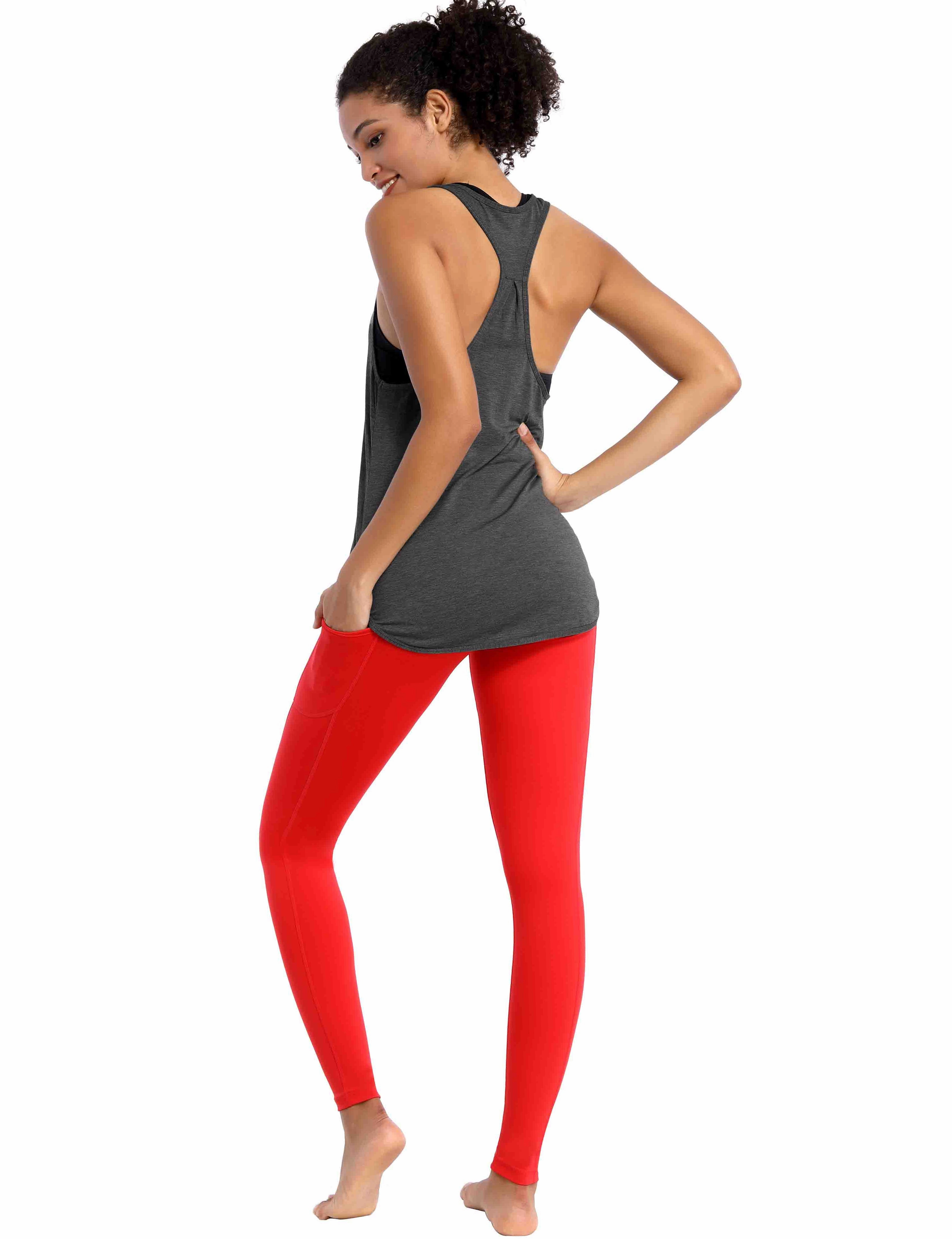 Loose Fit Racerback Tank Top heathercharcoal_Gym