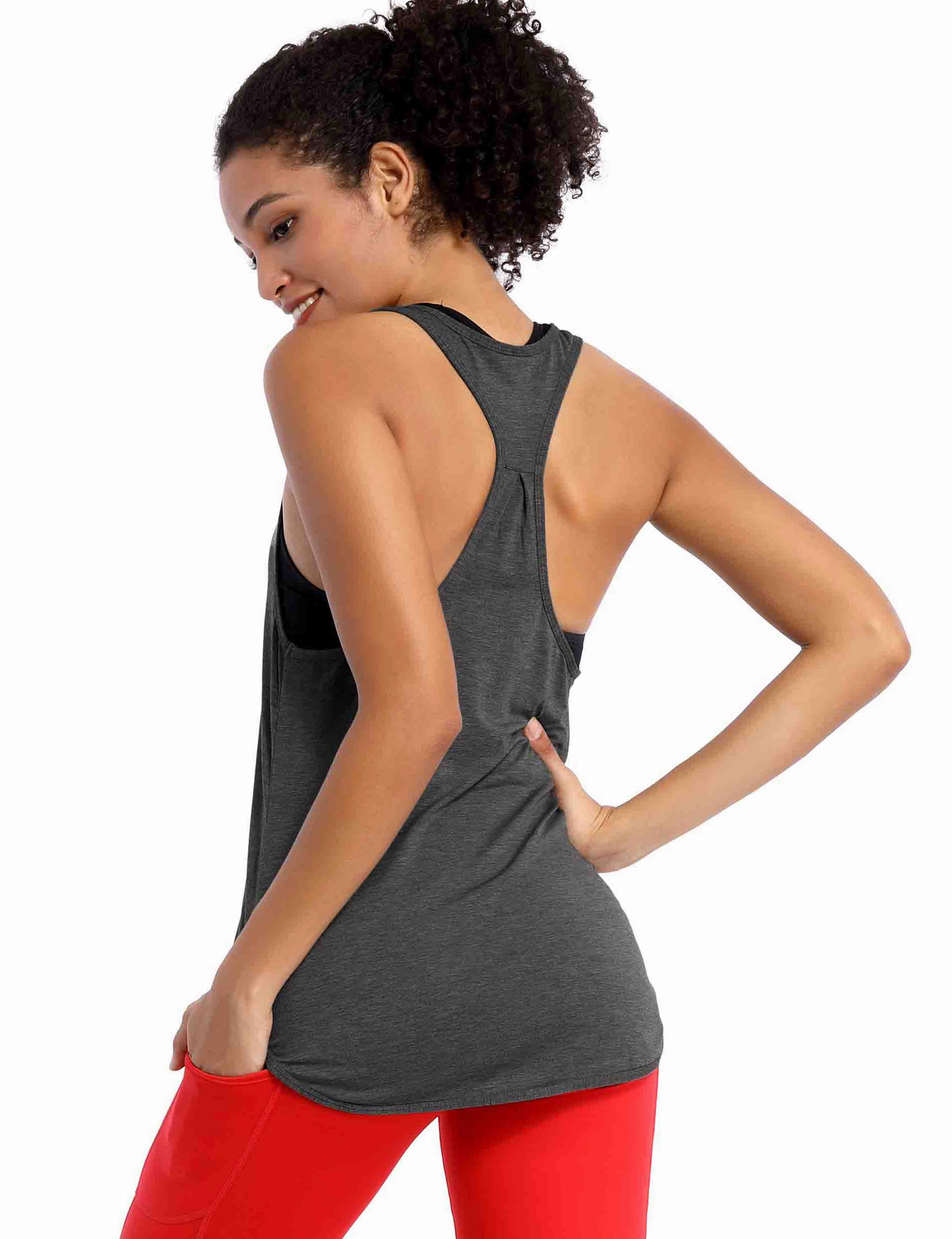 Loose Fit Racerback Tank Top heathercharcoal_Gym