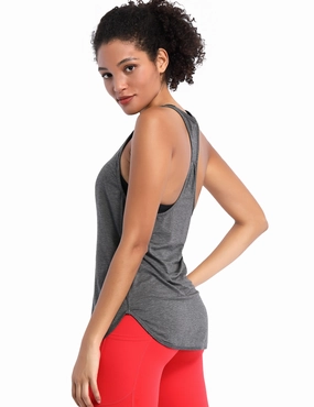 Loose Fit Racerback Tank Top heathercharcoal_Gym