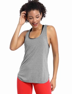 Loose Fit Racerback Tank Top heathergray_Plus Size