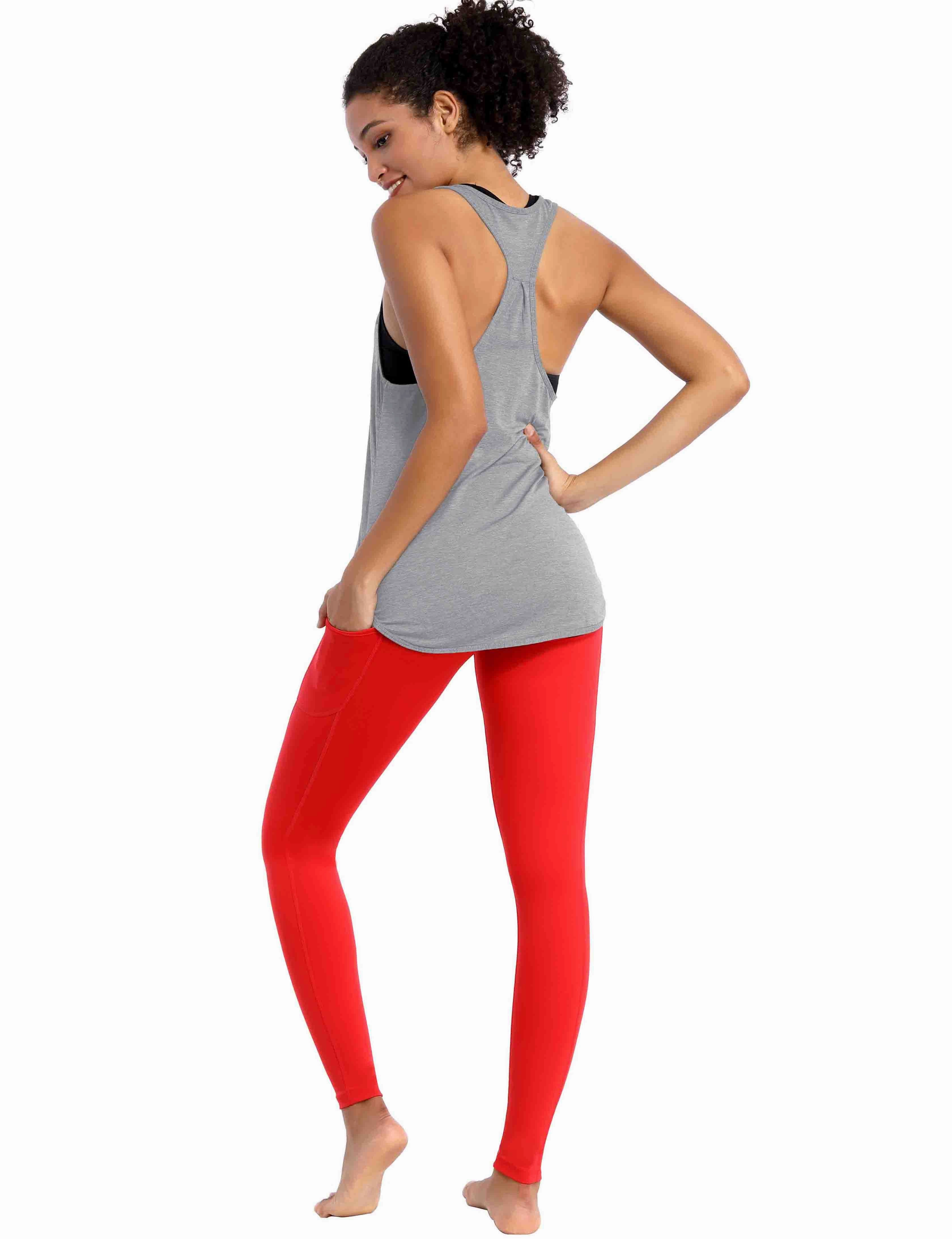 Loose Fit Racerback Tank Top heathergray_Plus Size